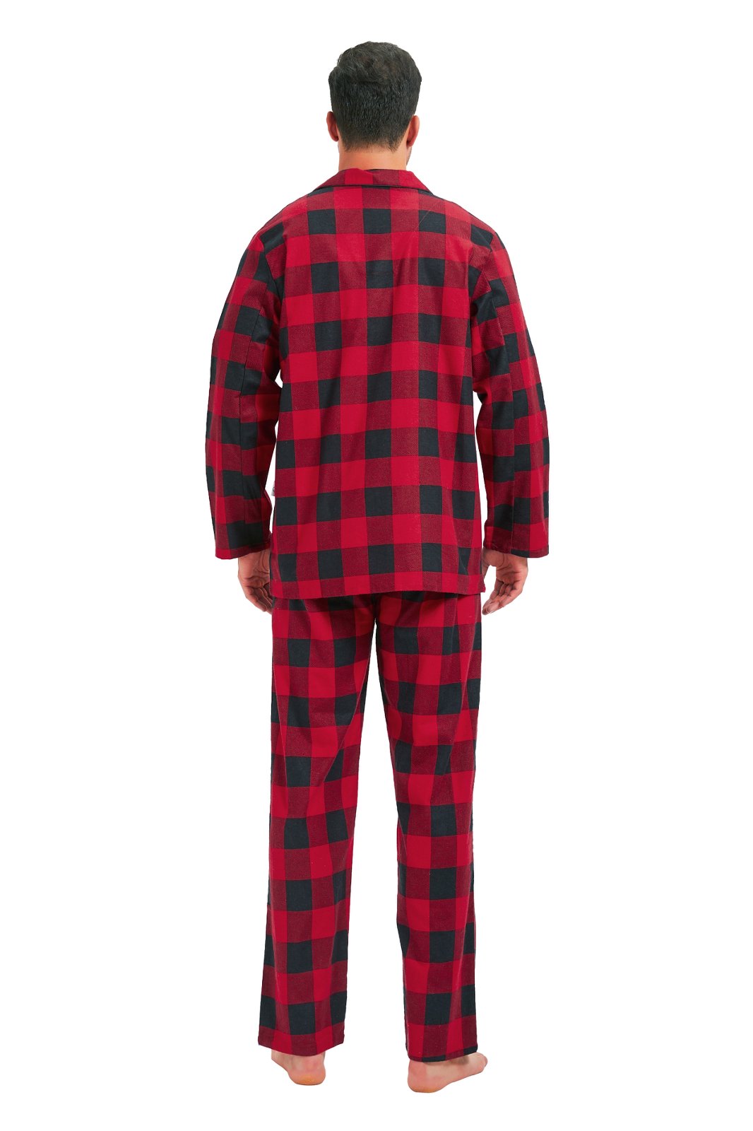 GLOBAL Men's Long Sleeve Flannel Pajamas Sets 100% Cotton Sleepwear Top and Bottom, Size S-3XL