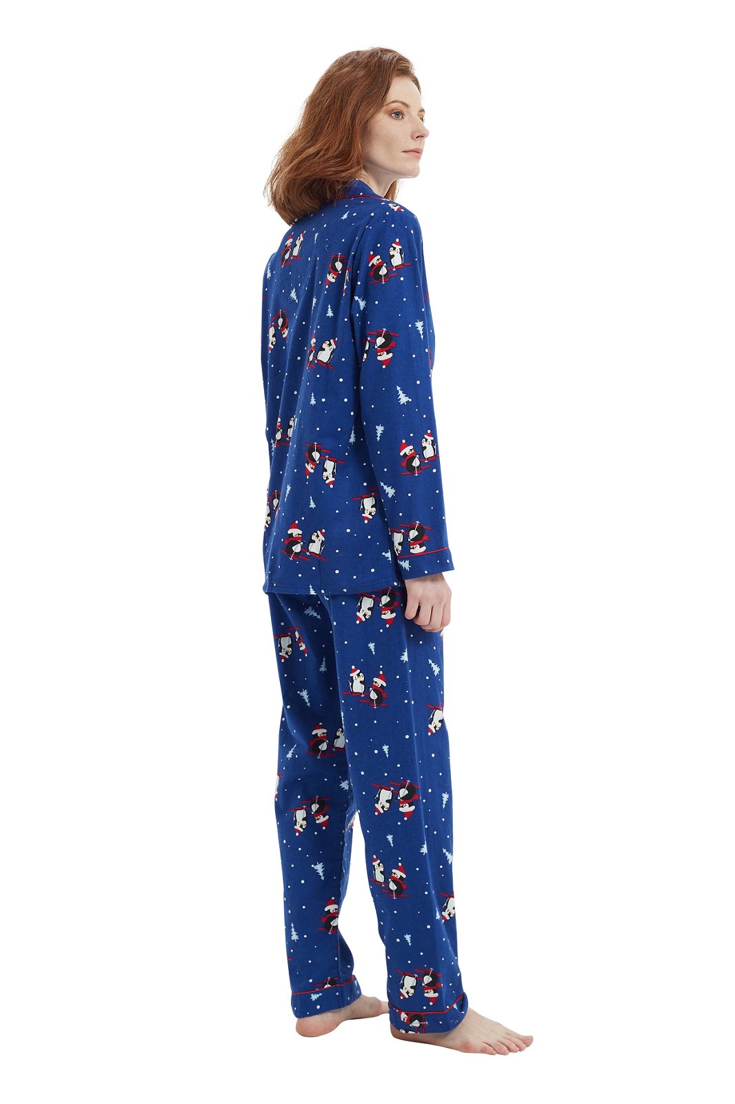Amaxer Womens 100% Cotton Cozy Flannel Pajama Set - Long Sleeve Button-Up Top with Elastic Waist Pants, Warm & Soft Sleepwear