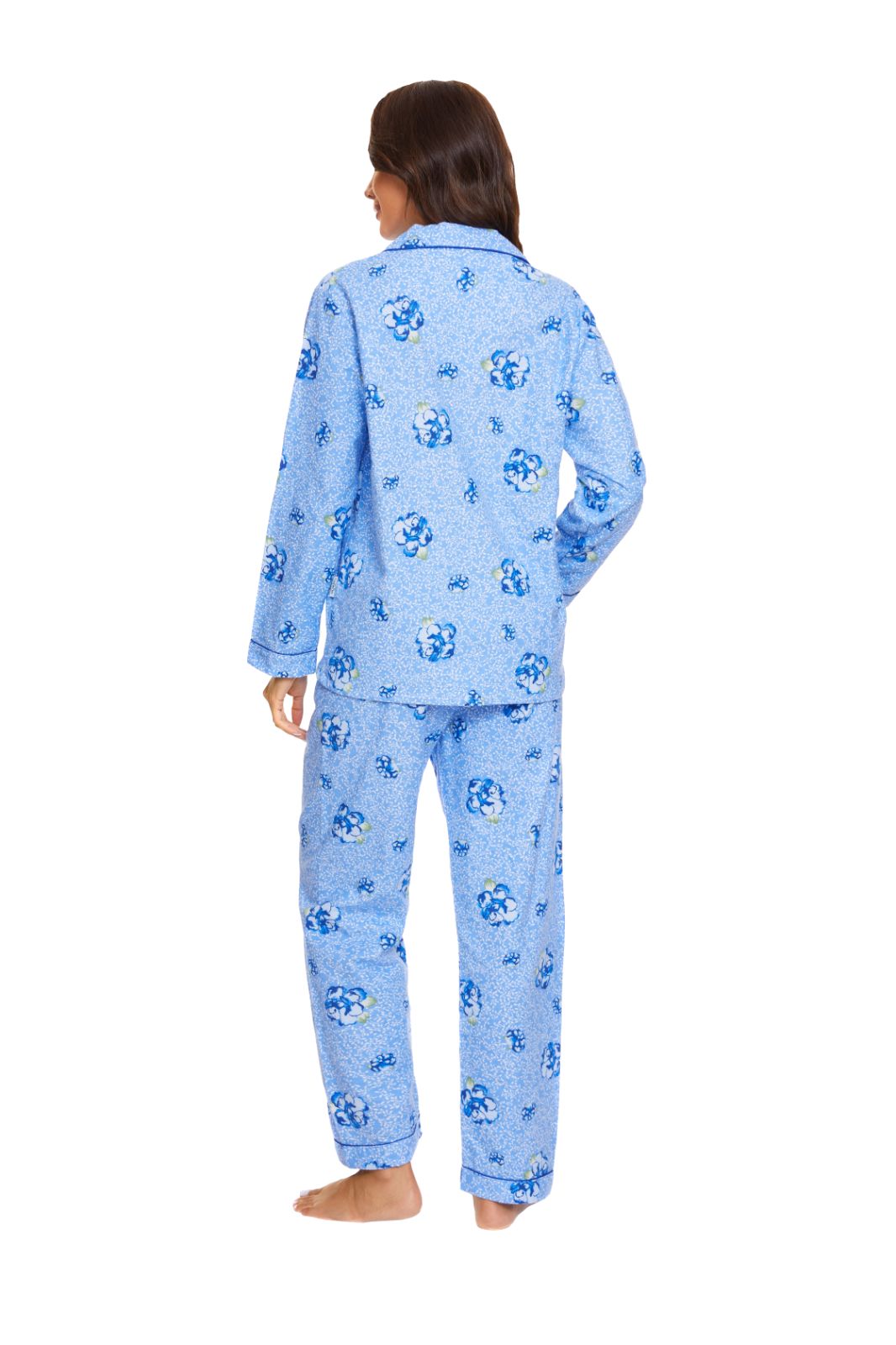 GLOBAL Womens Flannel Cotton Pajama Set Long PJs Cozy Winter Flannel Loungewear Sleepwear,Size S-3XL