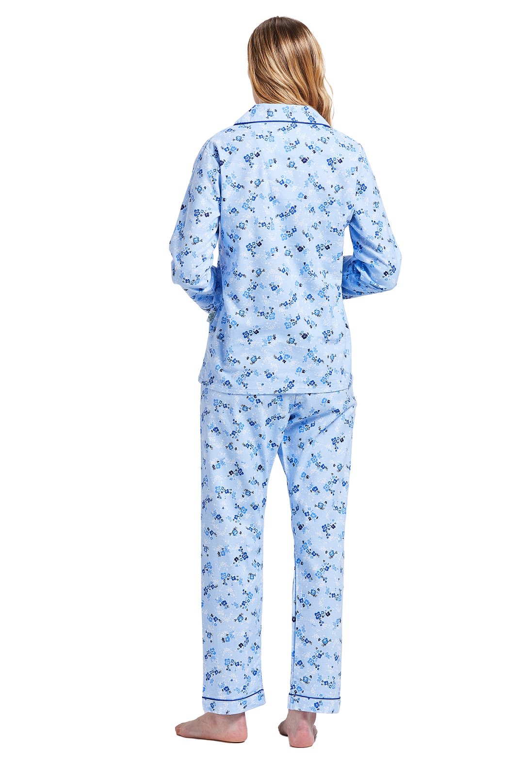 GLOBAL Womens Cotton Flannel Pajama Set - Cozy Winter 2-Piece Loungewear with Button-Down Top & Pants
