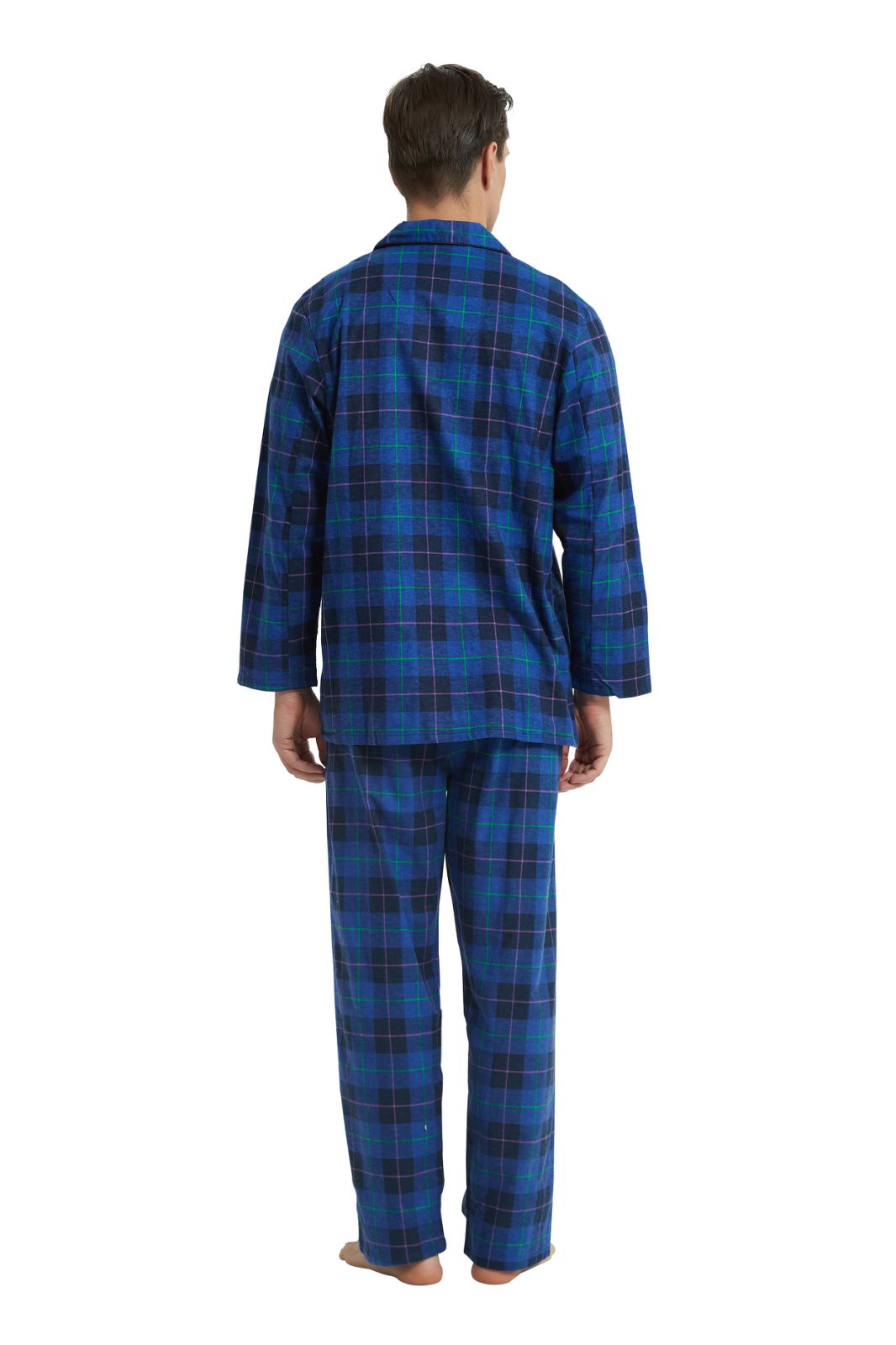 GLOBAL Men's Long Sleeve Flannel Pajamas Sets 100% Cotton Sleepwear Top and Bottom
