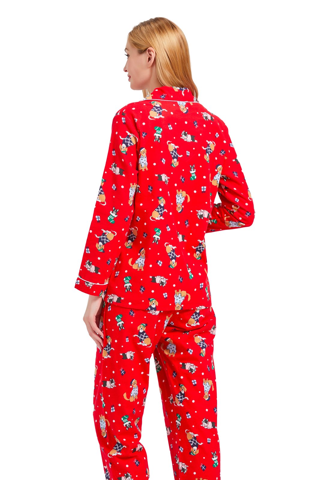 GLOBAL Womens Flannel Cotton Pajama Set Long PJs Cozy Winter Flannel Loungewear Sleepwear,Size S-3XL