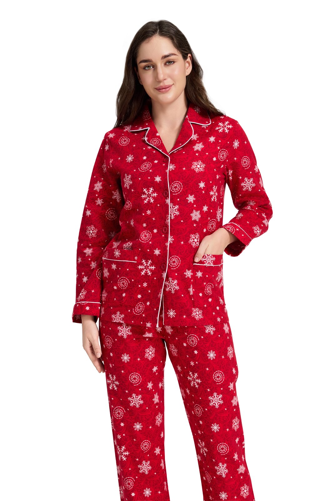 GLOBAL Women’s Flannel Pajama Set 100% Cotton Comfy PJs for Women Long Sleeve Button Front 2-Piece Warm and Cozy Sleepwear