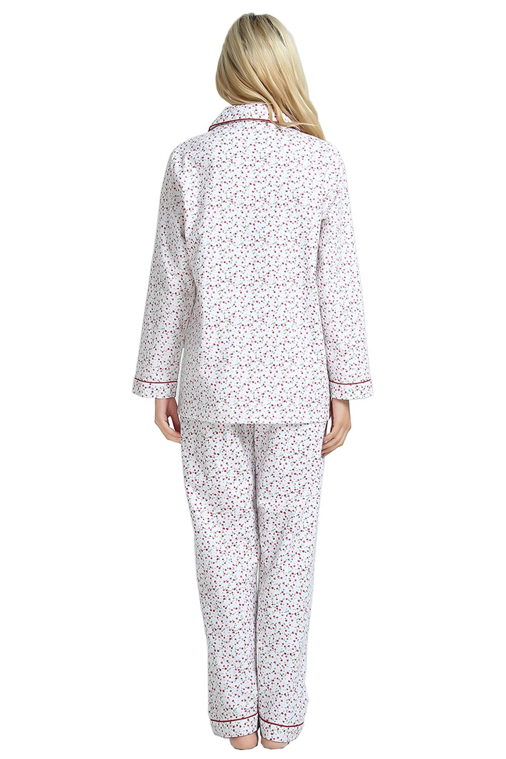 GLOBAL Womens Flannel Cotton Pajama Set Long PJs Cozy Winter Flannel Loungewear Sleepwear