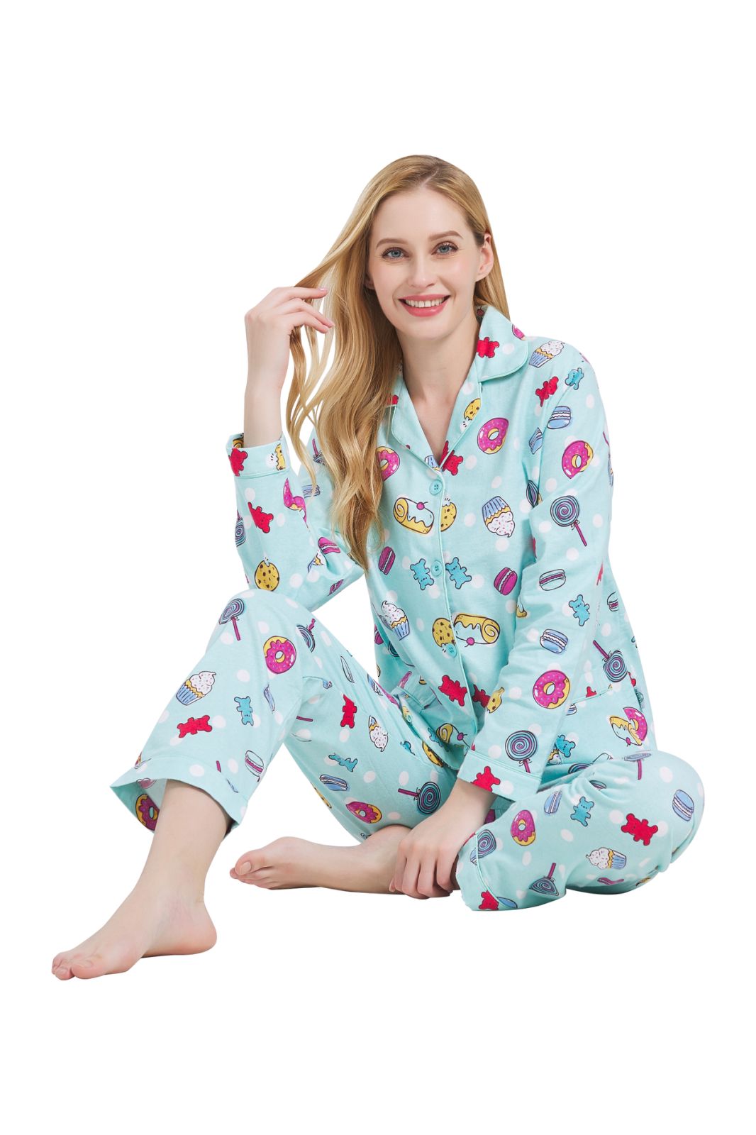 GLOBAL Womens Flannel Cotton Pajama Set Long PJs Cozy Winter Flannel Loungewear Sleepwear
