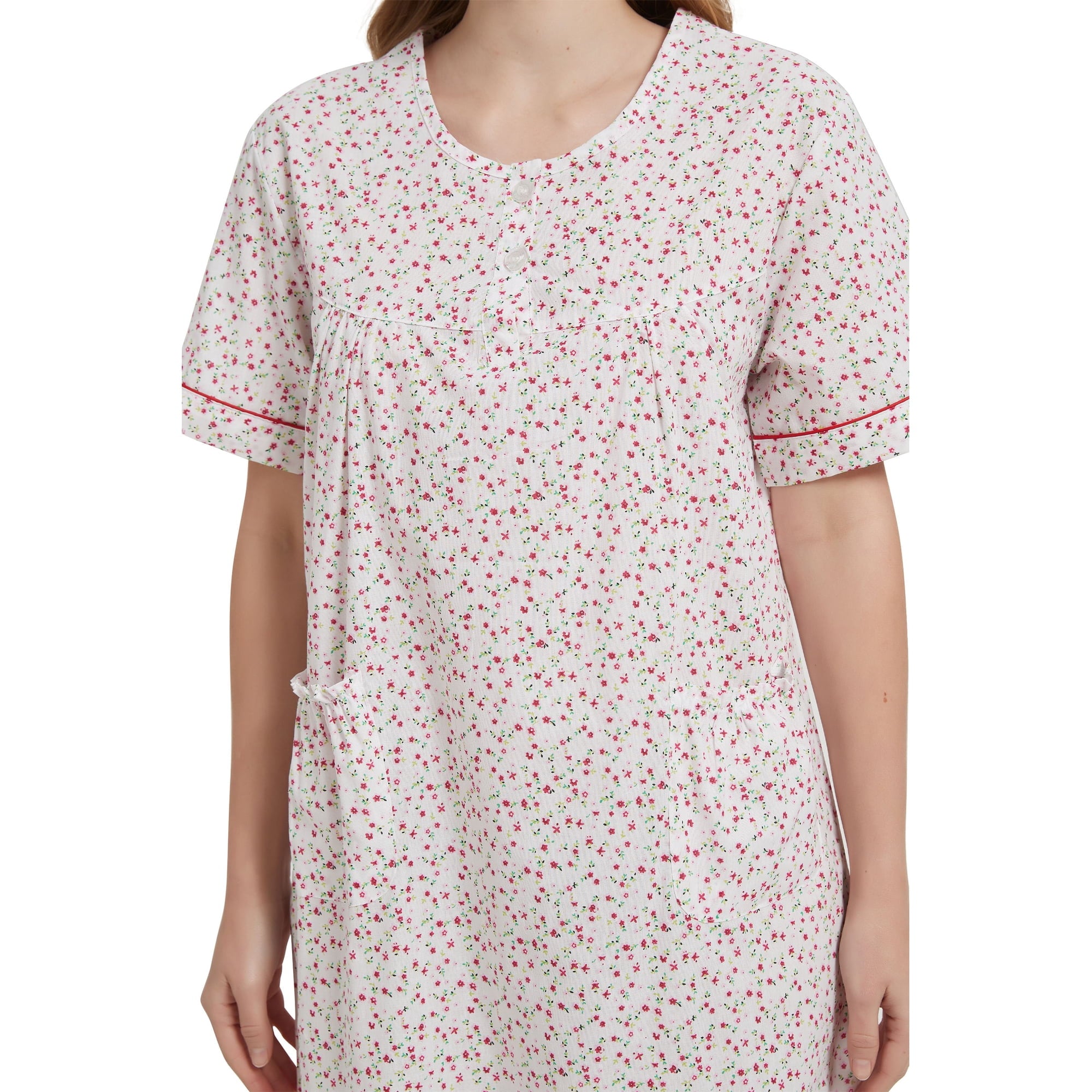 GLOBAL Womens Cotton Nightgowns Sleepwear Short Sleeve Pajama Dress Nightshirts, Sizes S to 3X