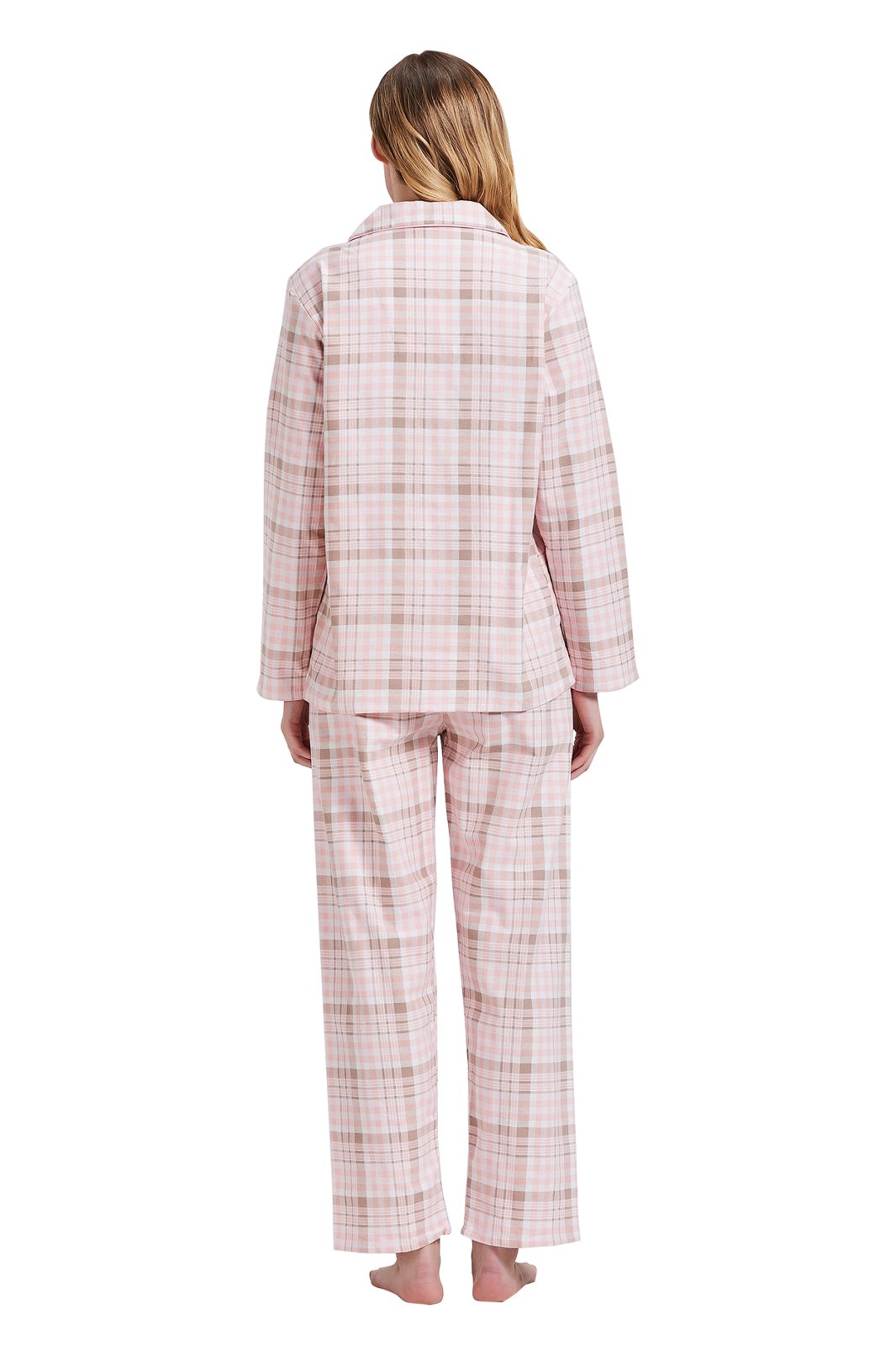Amaxer Womens 100% Cotton Cozy Flannel Pajama Set - Long Sleeve Button-Up Top with Elastic Waist Pants, Warm & Soft Sleepwear