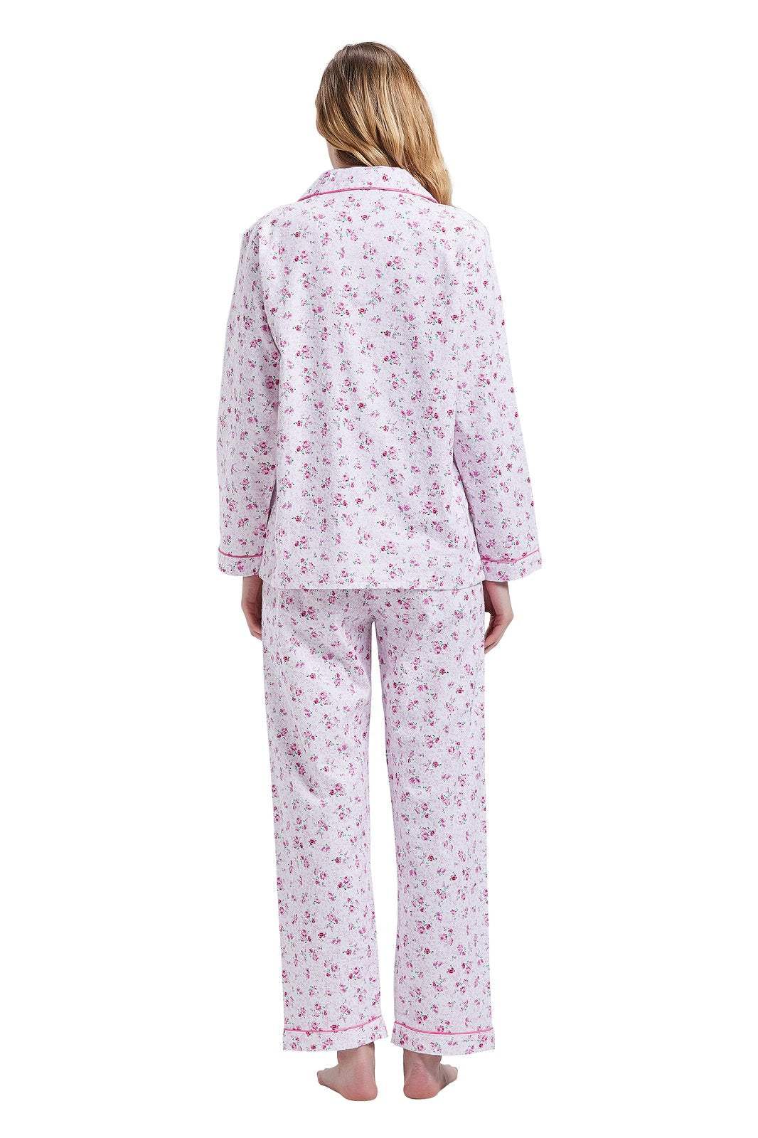 GLOBAL Womens Cotton Flannel Pajama Set - Cozy Winter 2-Piece Loungewear with Button-Down Top & Pants, Size S-3XL