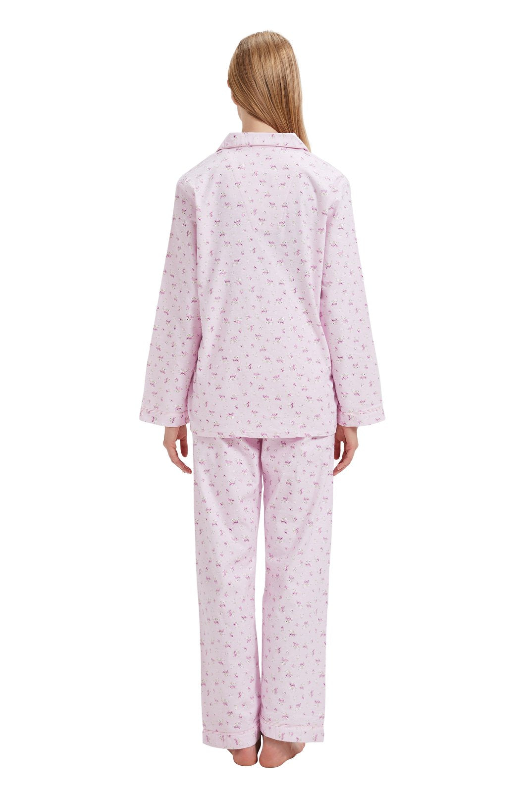 GLOBAL Womens Cotton Flannel Pajama Set - Cozy Winter 2-Piece Loungewear with Button-Down Top & Pants