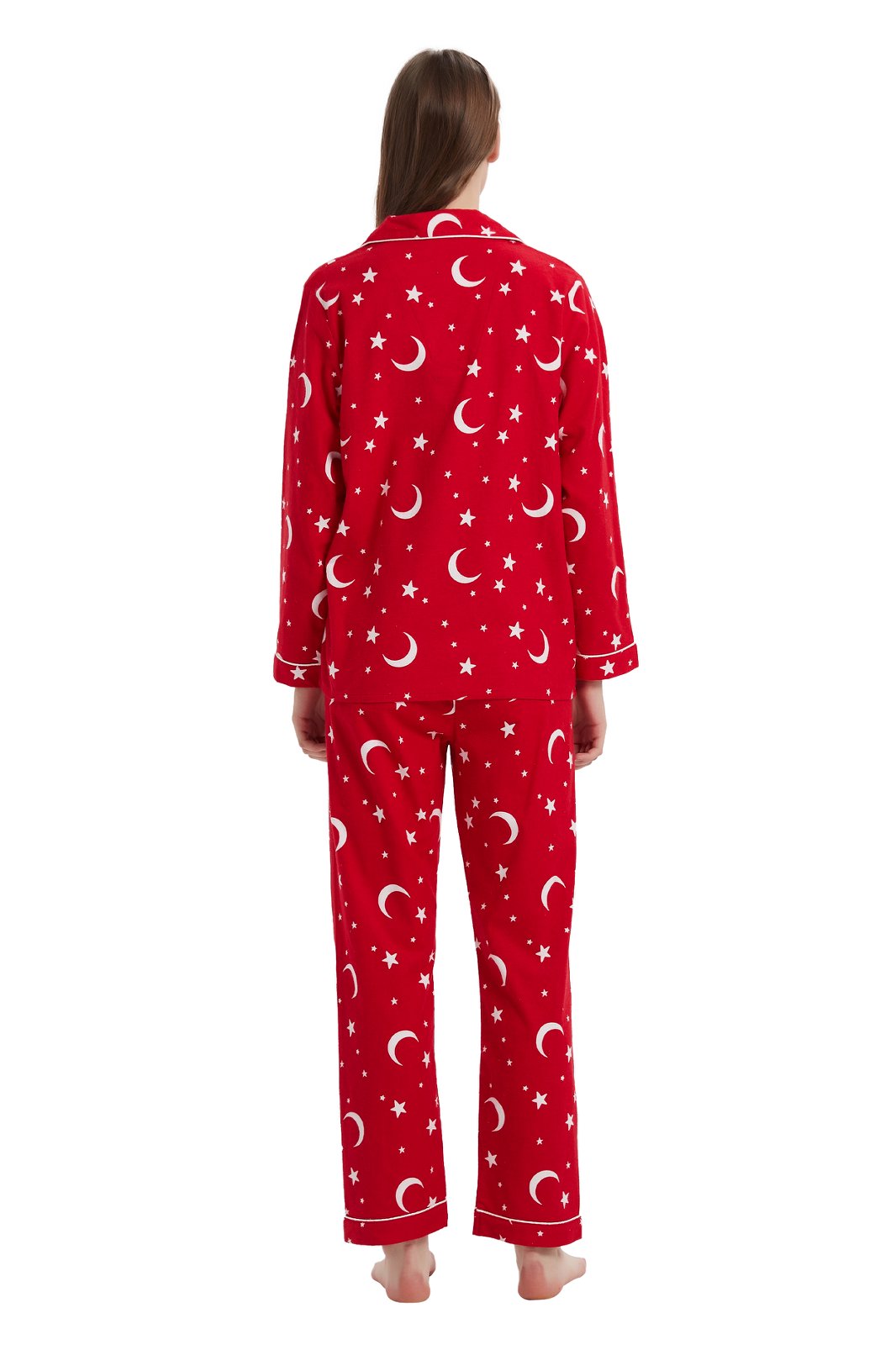 GLOBAL Womens Flannel Cotton Pajama Set Long PJs Flannel Loungewear Sleepwear,Size S-3XL