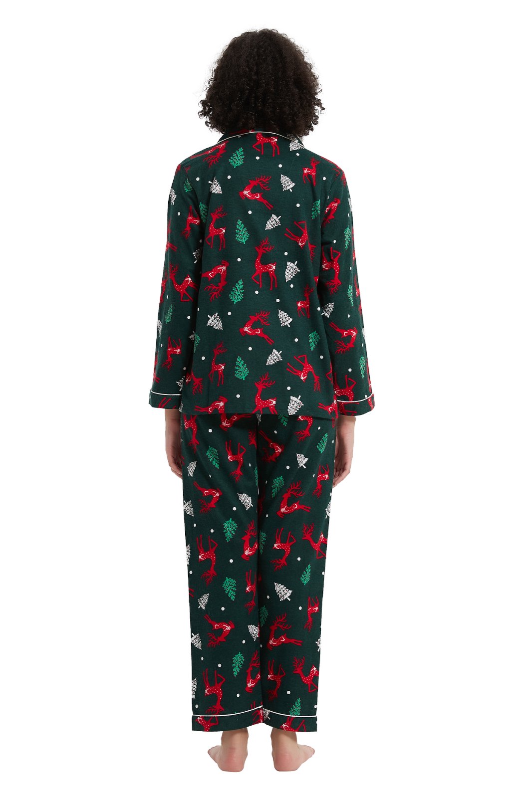 GLOBAL Womens Flannel Cotton Pajama Set Long PJs Flannel Loungewear Sleepwear,Size S-3XL