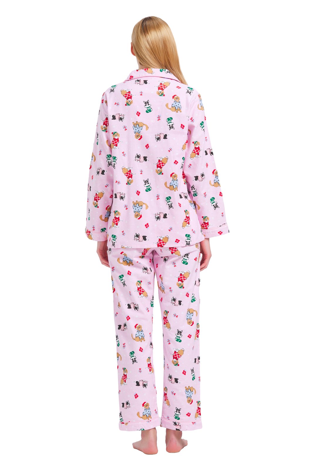 GLOBAL Womens Flannel Cotton Pajama Set Long PJs Cozy Winter Flannel Loungewear Sleepwear,Size S-3XL