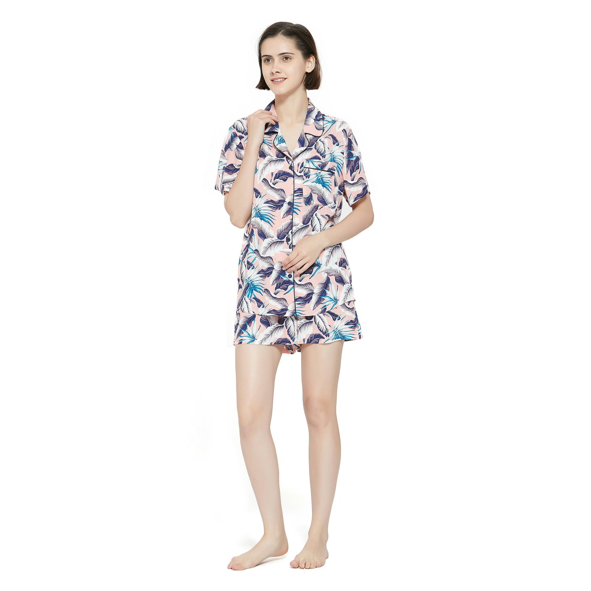 Amaxer Women Button up Pajama Set, Summer Lightweight Shorts Sleepwear Pjs Set