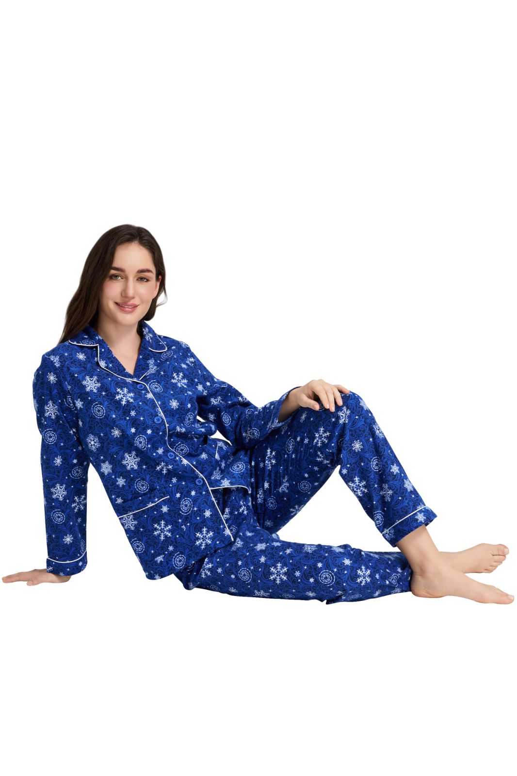GLOBAL Women’s Flannel Pajama Set 100% Cotton Comfy PJs for Women Long Sleeve Button Front 2-Piece Warm and Cozy Sleepwear