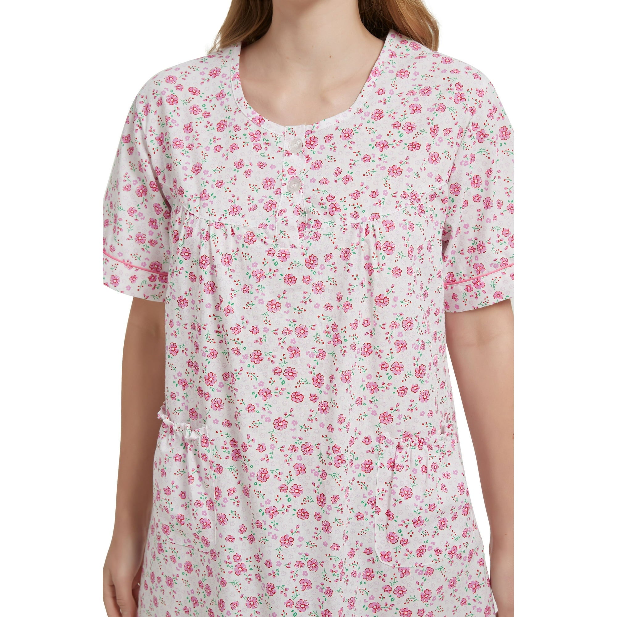 GLOBAL Womens Cotton Nightgowns Sleepwear Short Sleeve Pajama Dress Nightshirts, Sizes S to 3X