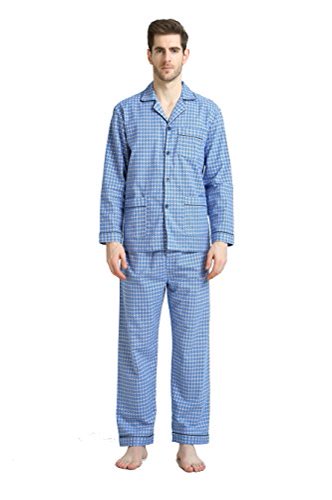 GLOBAL Men's Long Sleeve Flannel Pajamas Sets 100% Cotton Sleepwear Top and Bottom