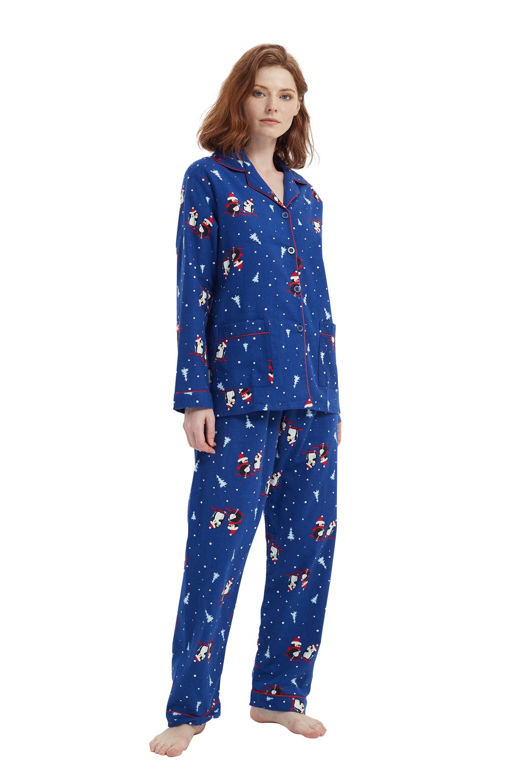 Amaxer Womens 100% Cotton Cozy Flannel Pajama Set - Long Sleeve Button-Up Top with Elastic Waist Pants, Warm & Soft Sleepwear