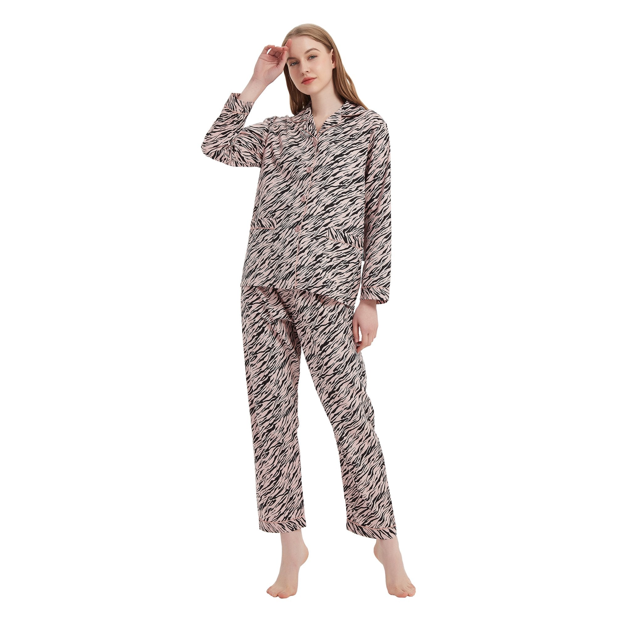 GLOBAL 100% Cotton Pajamas for Women Notch Collar Pjs Cozy Button Down Homewear with Pockets, Spring & Summer, 2-Piece, Sizes S to 3X