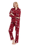 GLOBAL Womens Flannel Cotton Pajama Set Long PJs Flannel Loungewear Sleepwear,Size S-3XL