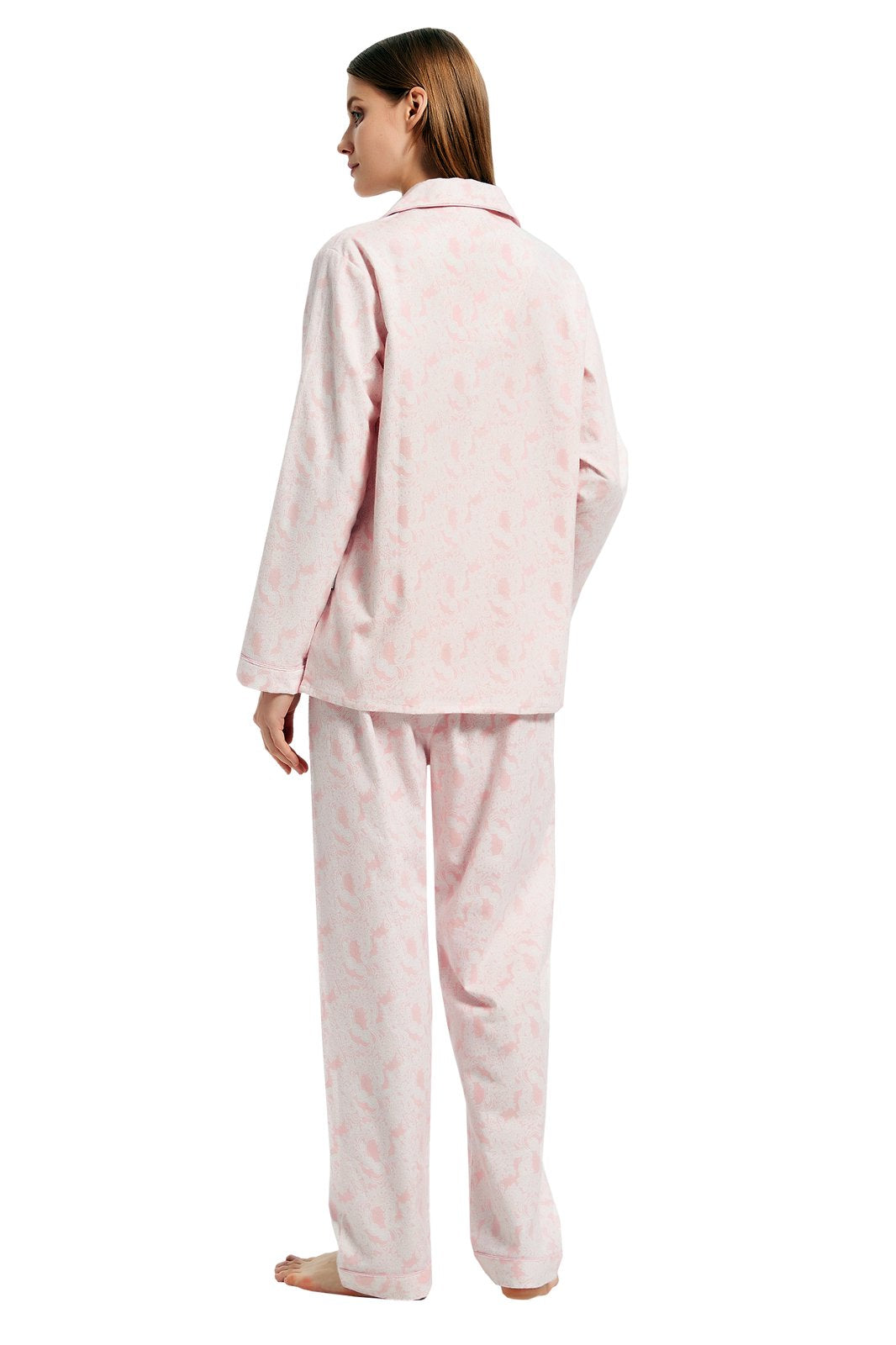 GLOBAL Womens Flannel Cotton Pajama Set Long PJs Cozy Winter Flannel Loungewear Sleepwear