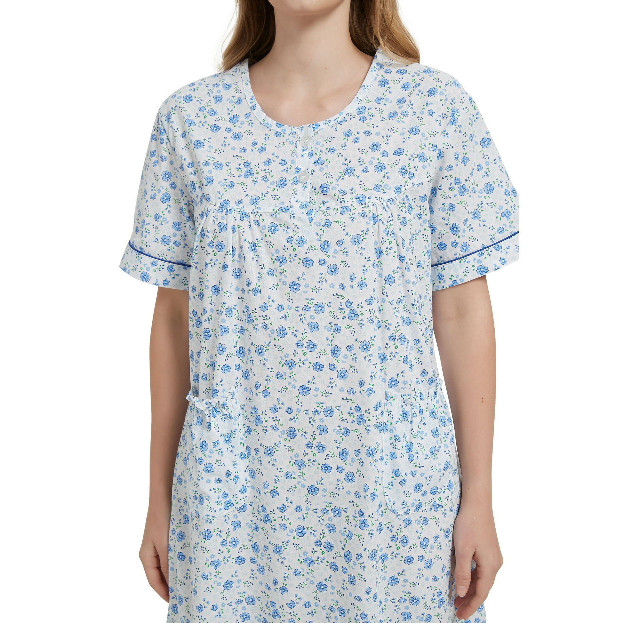 GLOBAL Womens Cotton Nightgowns Sleepwear Short Sleeve Pajama Dress Nightshirts, Sizes S to 3X