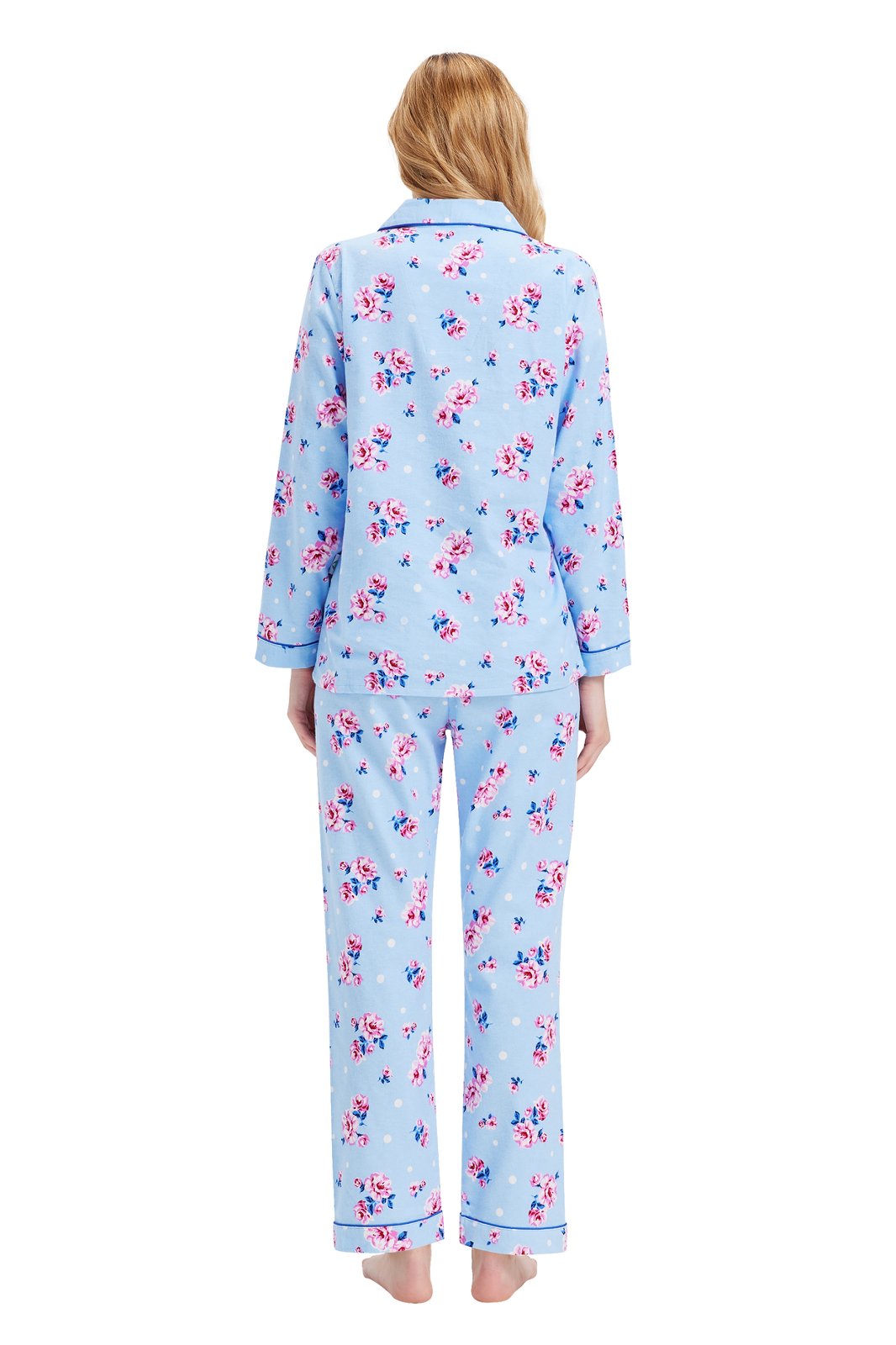 GLOBAL Women’s Flannel Pajama Set 100% Cotton Comfy PJs for Women Long Sleeve Button Front 2-Piece Warm and Cozy Sleepwear,Size S-3XL