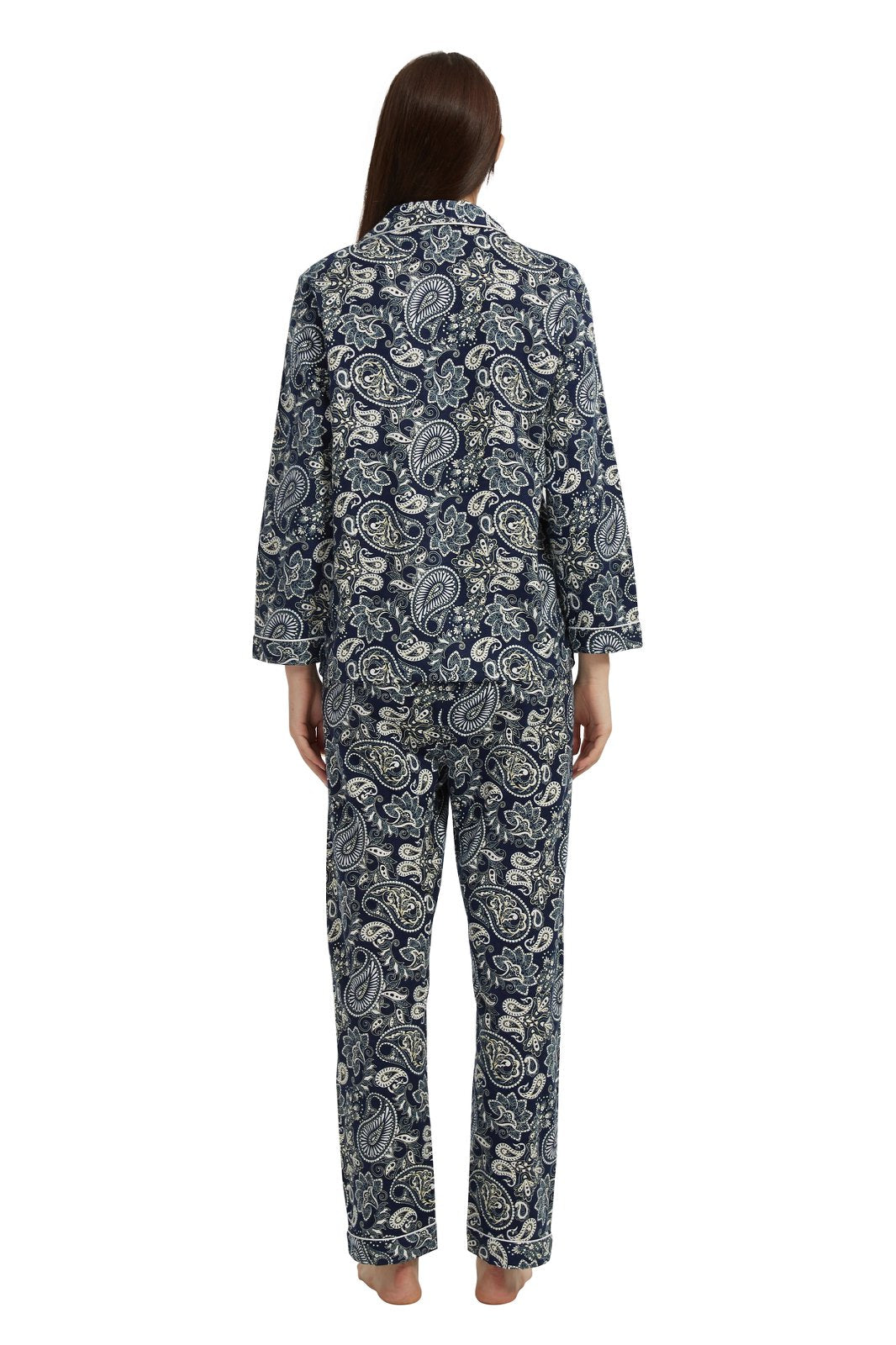 GLOBAL Women’s Flannel Pajama Set 100% Cotton Comfy PJs for Women Long Sleeve Button Front 2-Piece Warm and Cozy Sleepwear,Size S-3XL