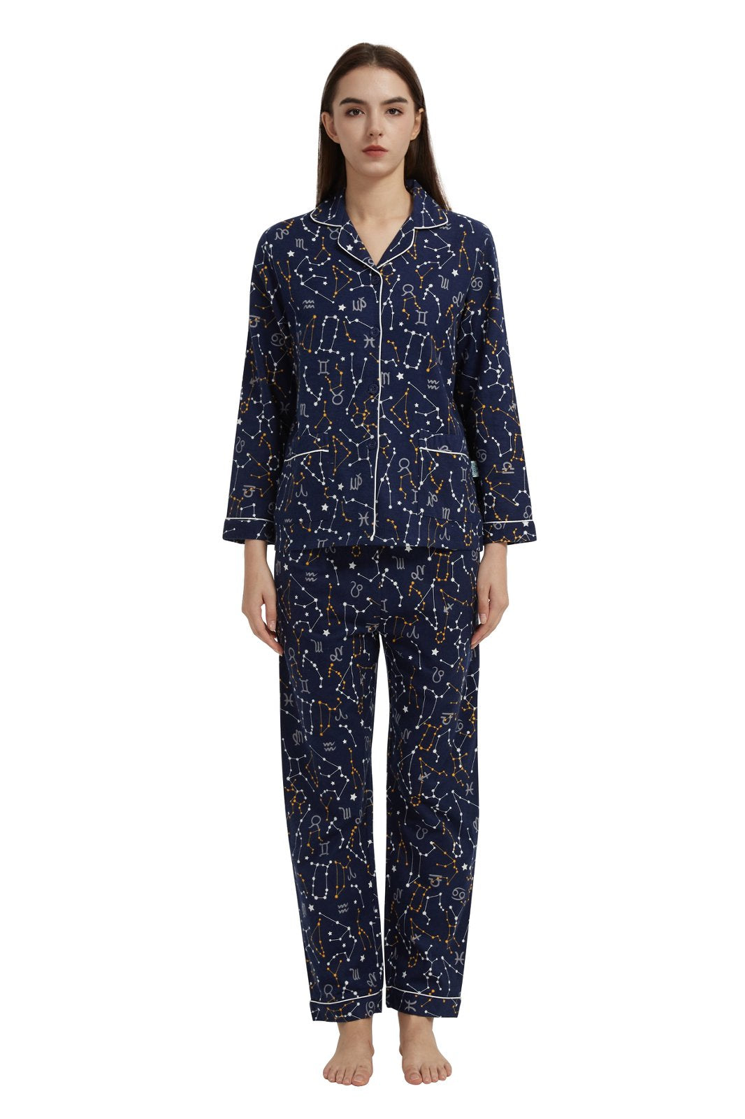 GLOBAL Women’s Flannel Pajama Set 100% Cotton Comfy PJs for Women Long Sleeve Button Front 2-Piece Warm and Cozy Sleepwear