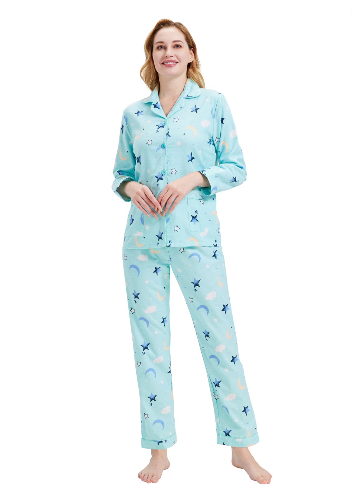 GLOBAL Women’s Flannel Pajama Set 100% Cotton Comfy PJs for Women Long Sleeve Button Front 2-Piece Warm and Cozy Sleepwear