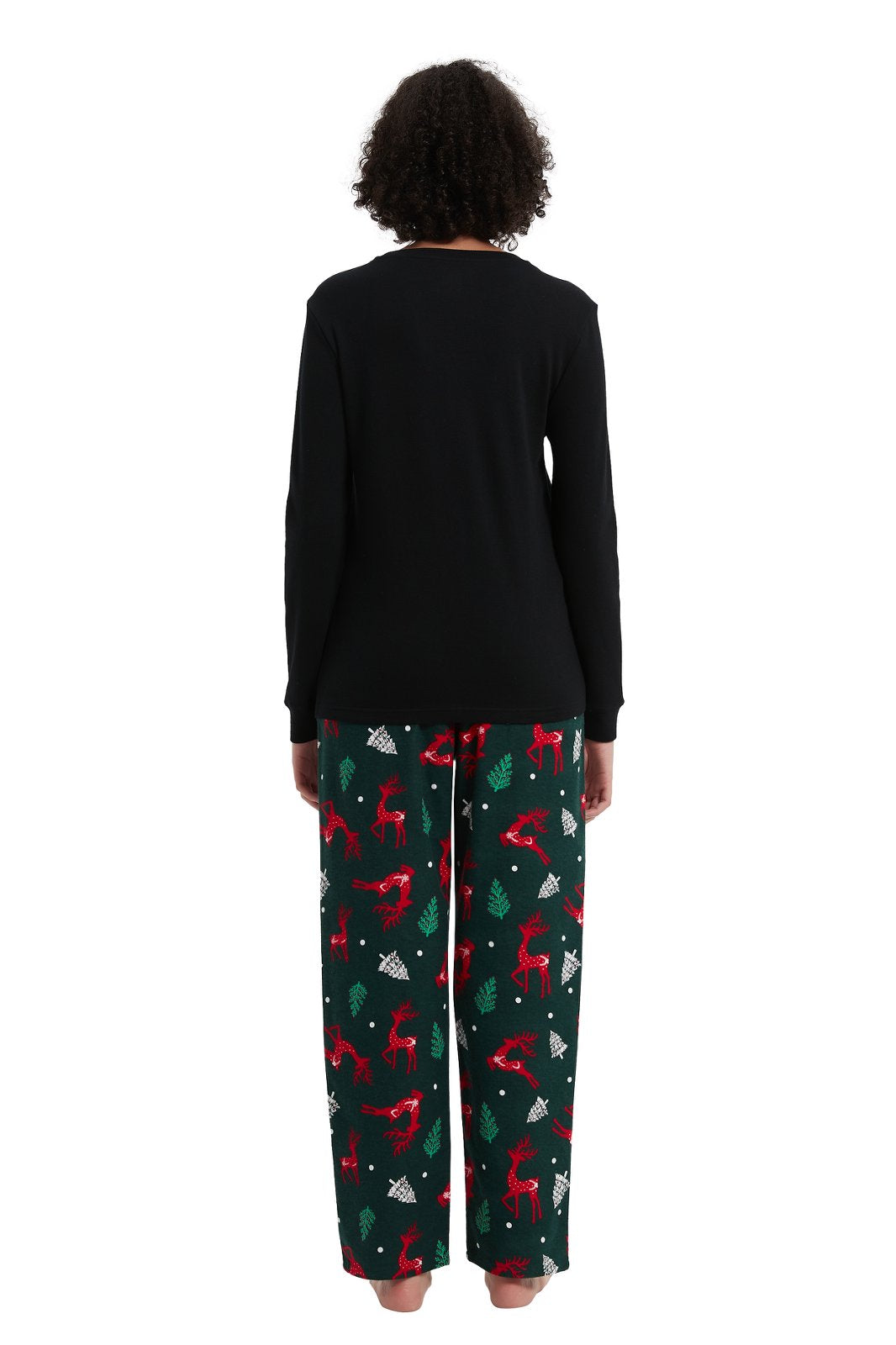 GLOBAL Women's Cotton Knit Top Flannel Pants Sleepwear Matching Pajamas for Couple Pjs for Family, Size S-3XL