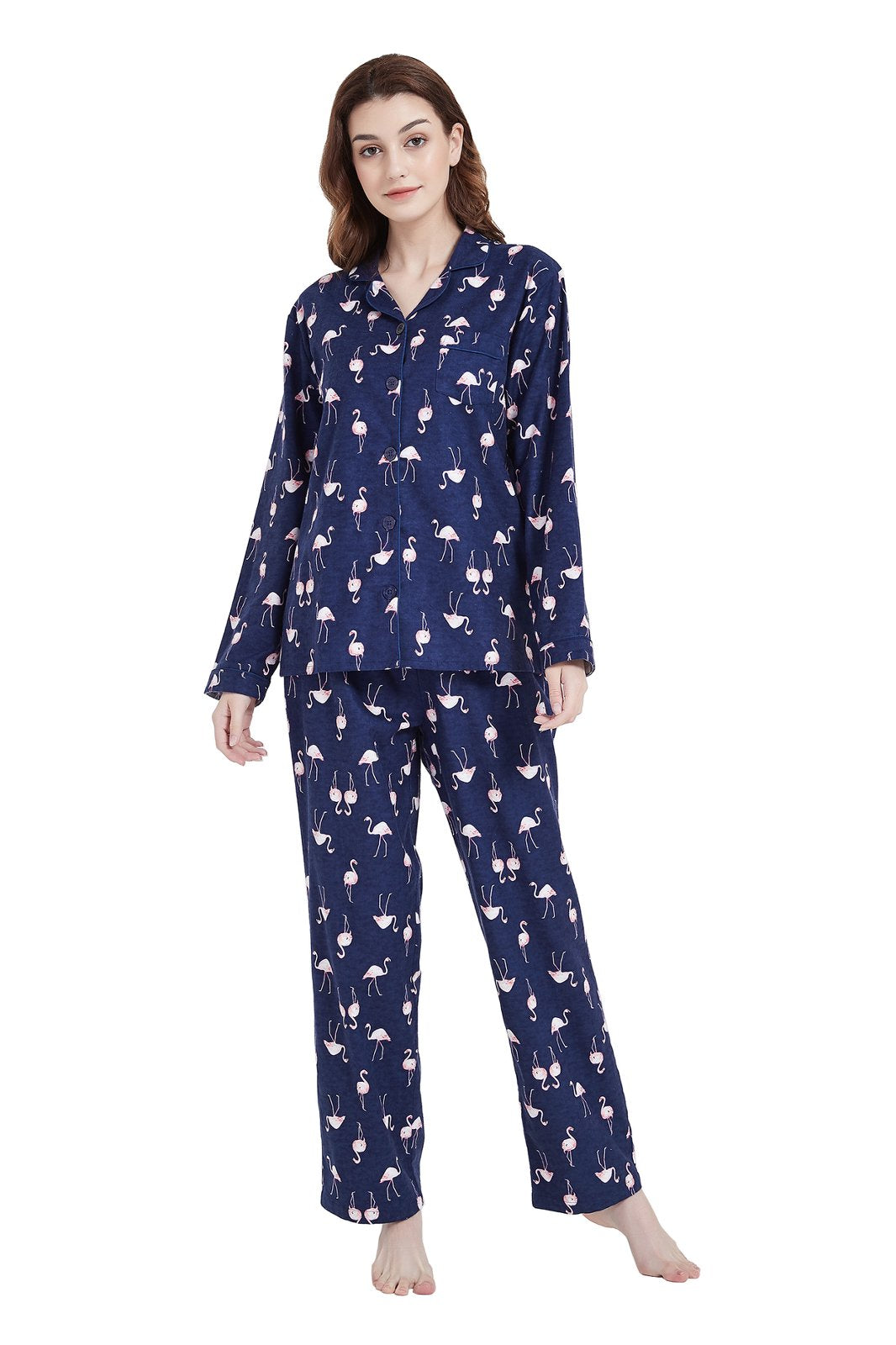 Amaxer Womens 100% Cotton Cozy Flannel Pajama Set - Long Sleeve Button-Up Top with Elastic Waist Pants, Warm & Soft Sleepwear