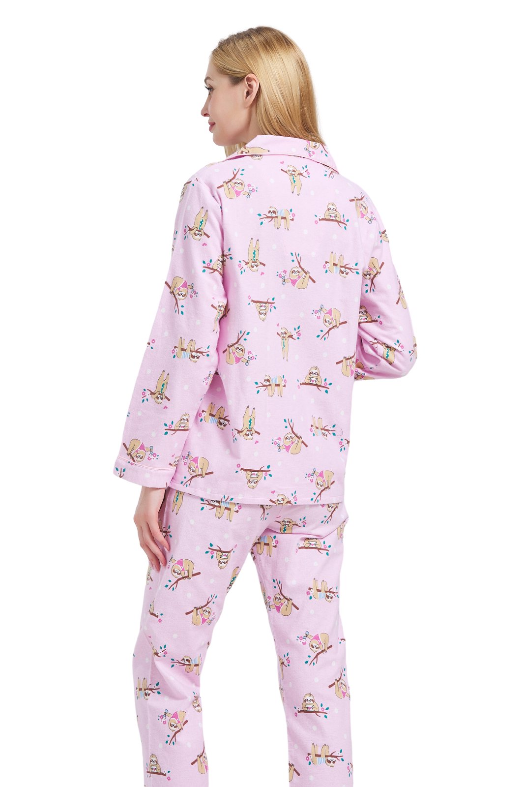 GLOBAL Womens Flannel Cotton Pajama Set Long PJs Cozy Winter Flannel Loungewear Sleepwear,Size S-3XL