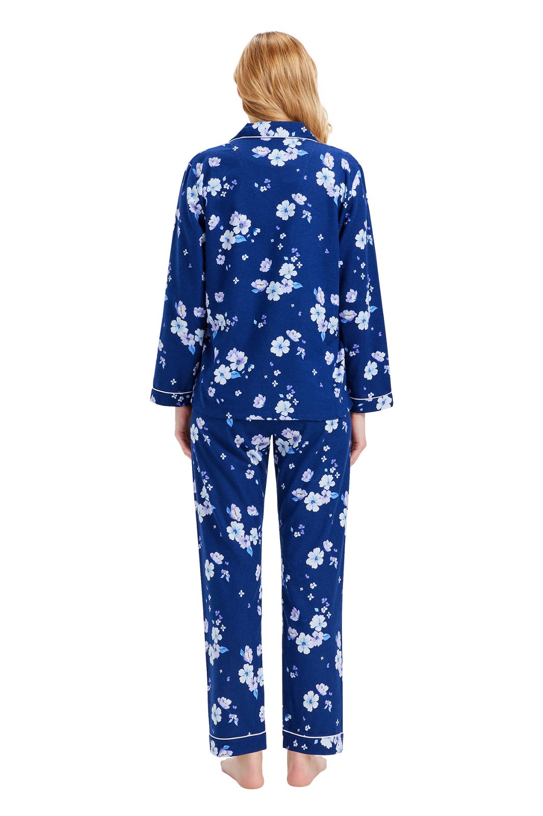 GLOBAL Women’s Flannel Pajama Set 100% Cotton Comfy PJs for Women Long Sleeve Button Front 2-Piece Warm and Cozy Sleepwear,Size S-3XL