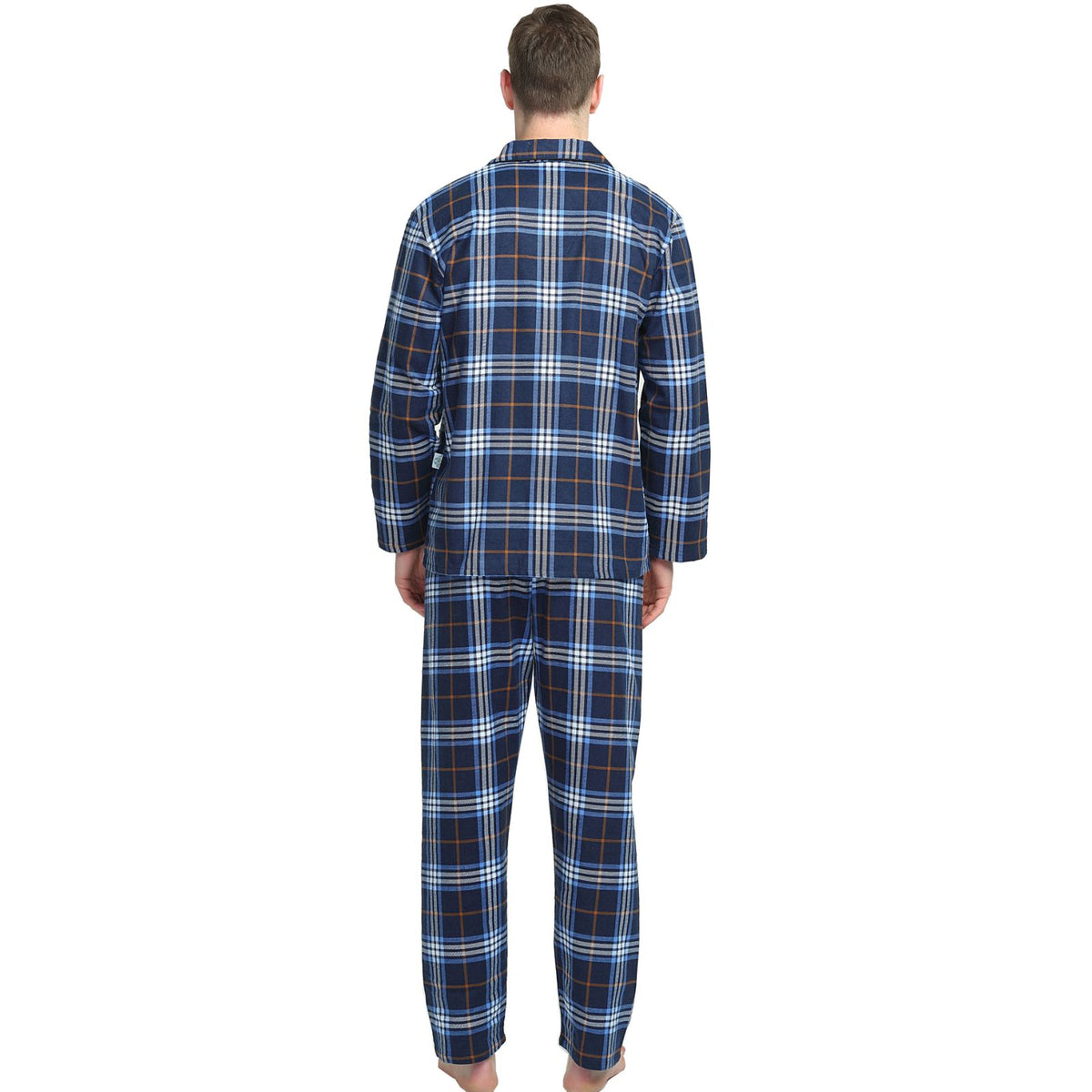 GLOBAL Men's Long Sleeve Flannel Pajamas Sets 100% Cotton Sleepwear Top and Bottom