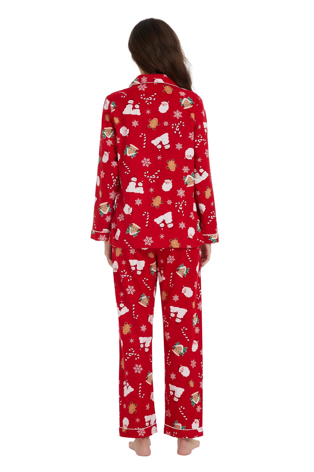GLOBAL Womens Flannel Cotton Pajama Set Long PJs Flannel Loungewear Sleepwear,Size S-3XL