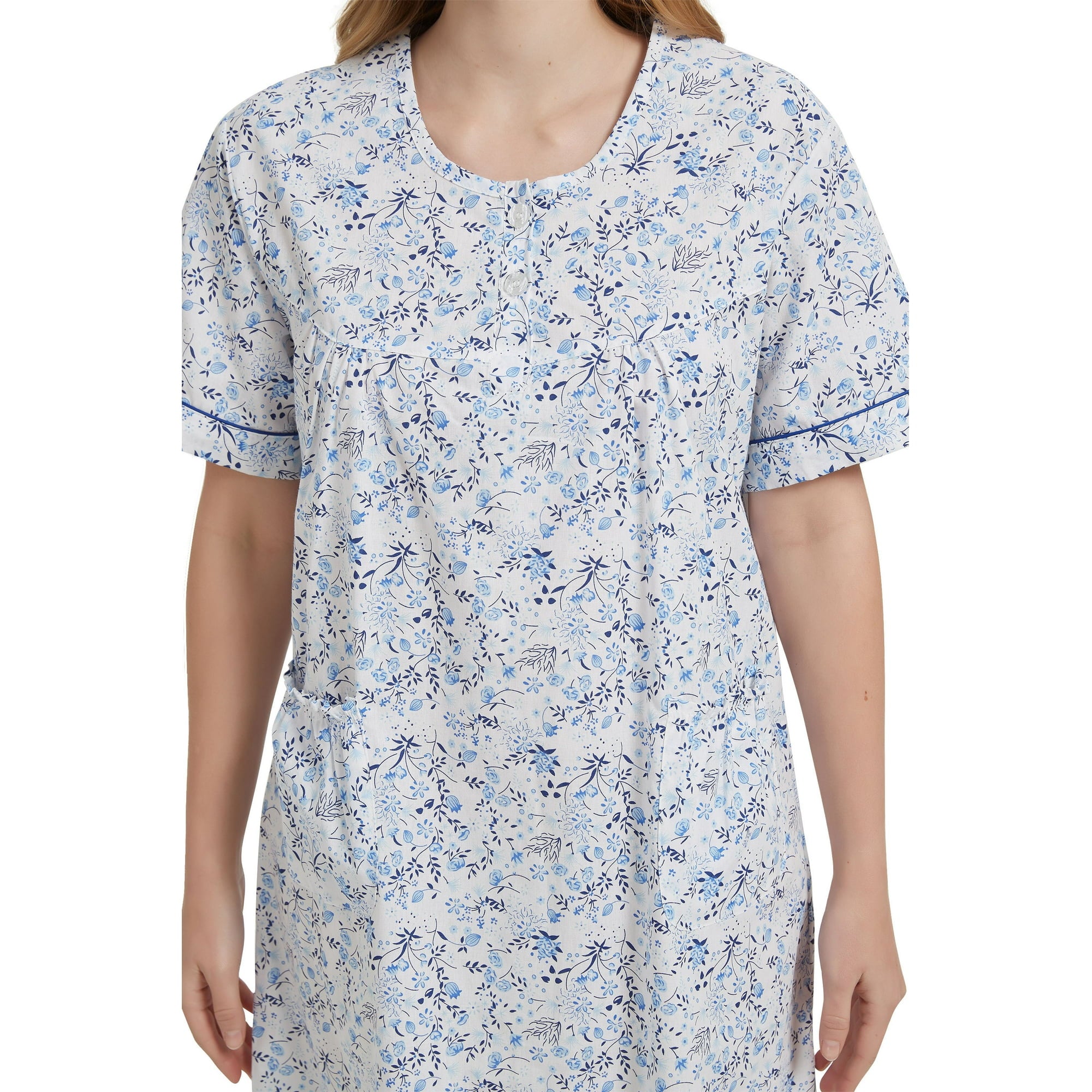 GLOBAL Womens Cotton Nightgowns Sleepwear Short Sleeve Pajama Dress Nightshirts, Sizes S to 3X