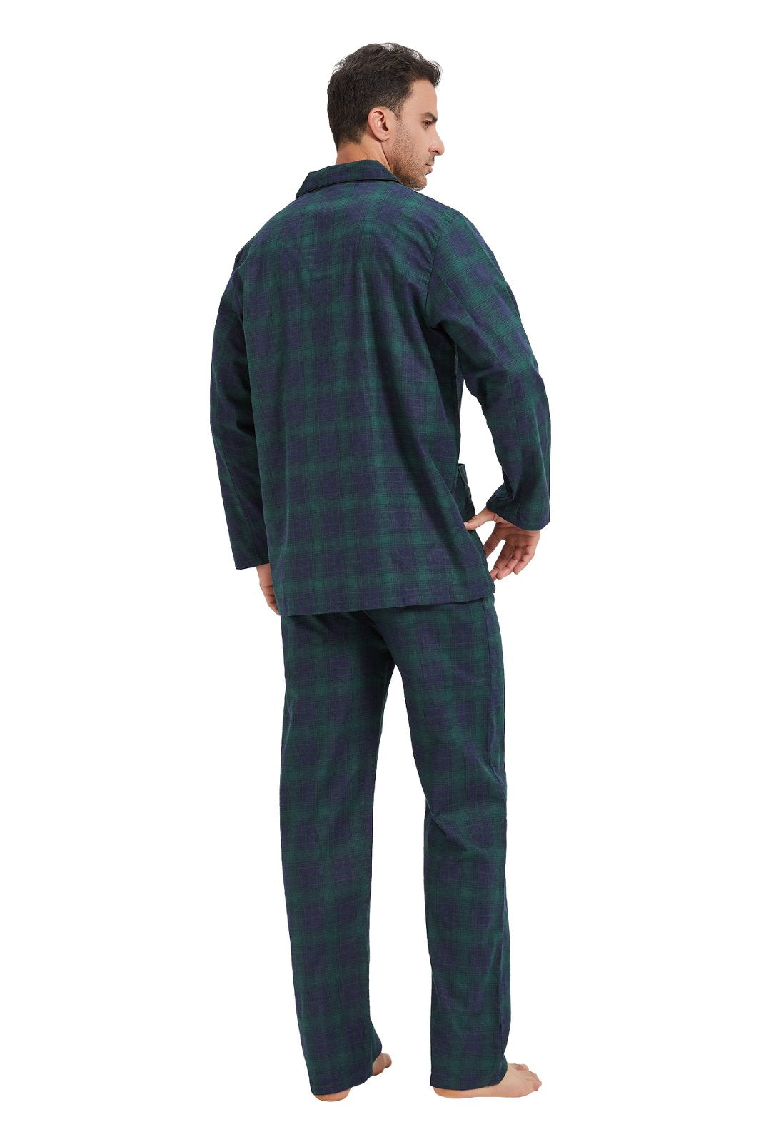 GLOBAL Men's Long Sleeve Flannel Pajamas Sets 100% Cotton Sleepwear Top and Bottom, Size S-3XL