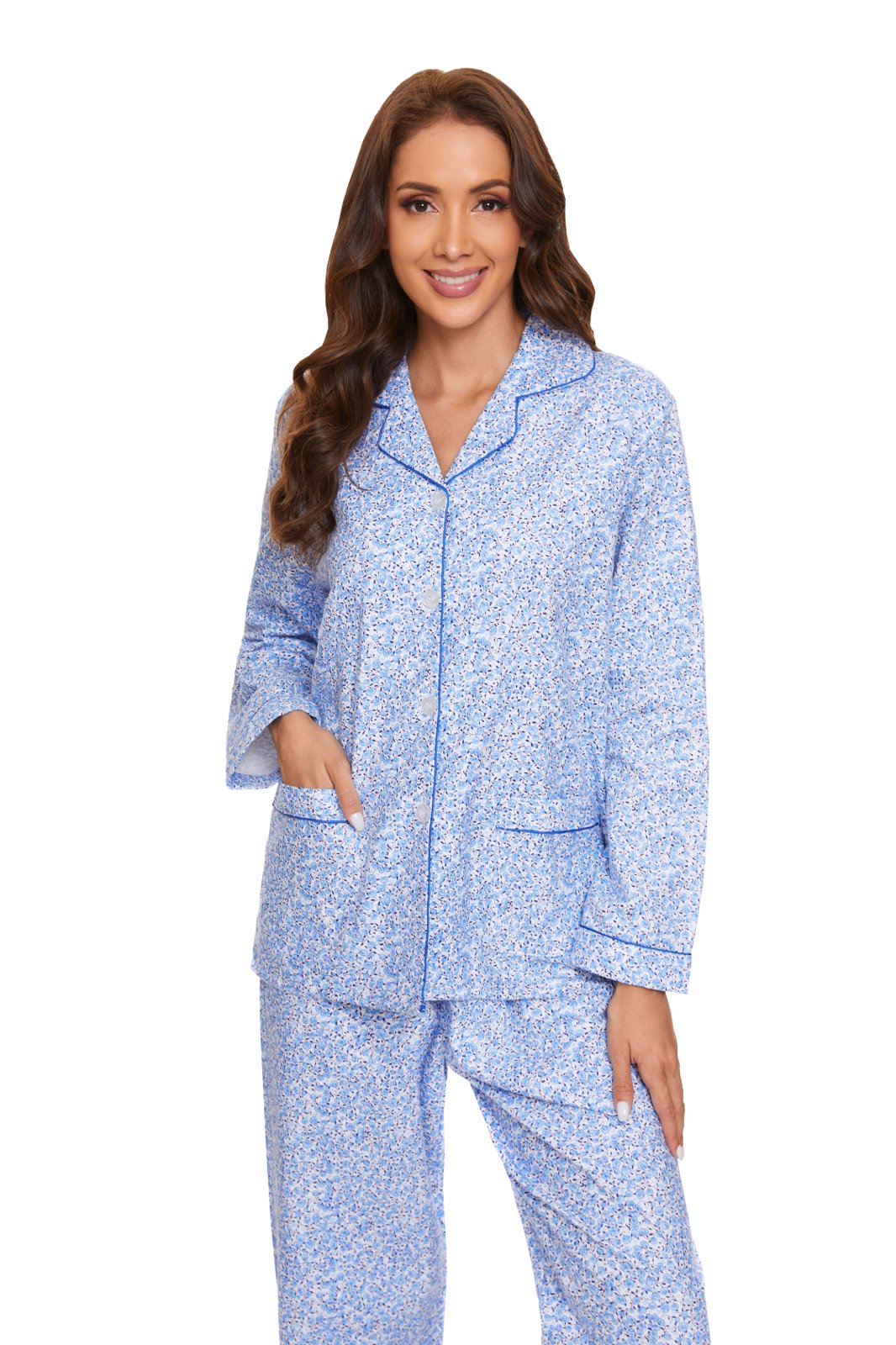 GLOBAL Women’s Flannel Pajama Set 100% Cotton Comfy PJs for Women Long Sleeve Button Front 2-Piece Warm and Cozy Sleepwear