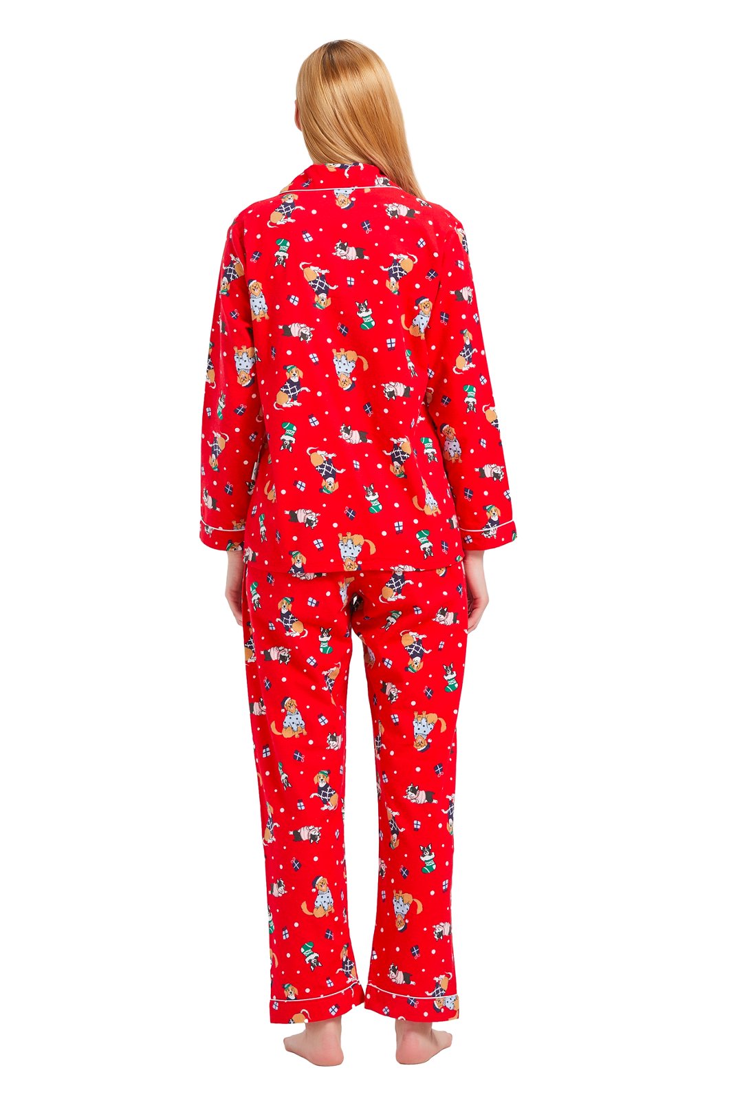 GLOBAL Womens Flannel Cotton Pajama Set Long PJs Cozy Winter Flannel Loungewear Sleepwear,Size S-3XL
