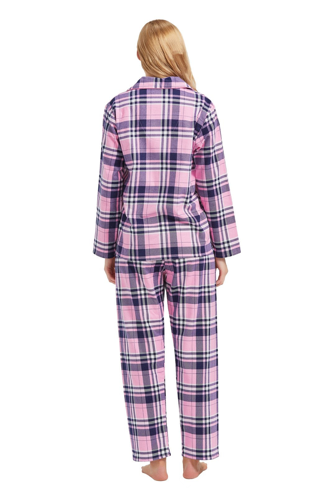 GLOBAL Women’s Flannel Pajama Set 100% Cotton Comfy PJs for Women Long Sleeve Button Front 2-Piece Warm and Cozy Sleepwear