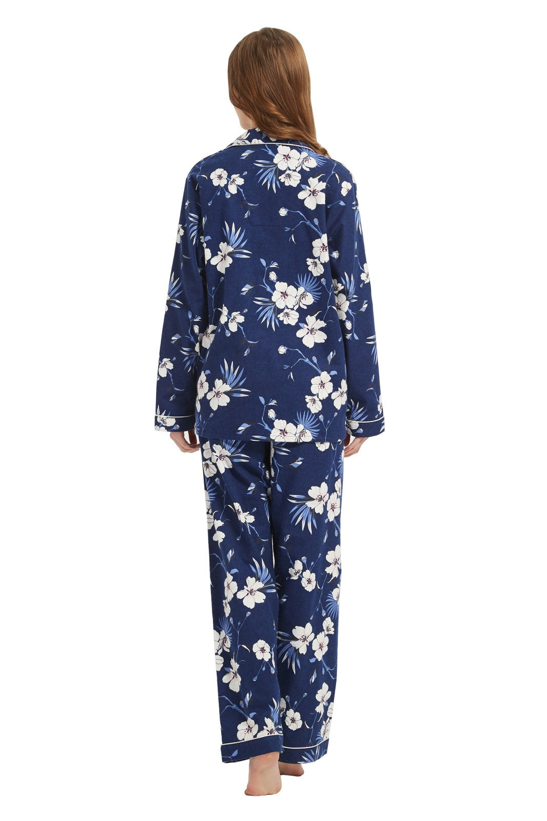 GLOBAL Womens Cotton Flannel Pajama Set - Cozy Winter 2-Piece Loungewear with Button-Down Top & Pants
