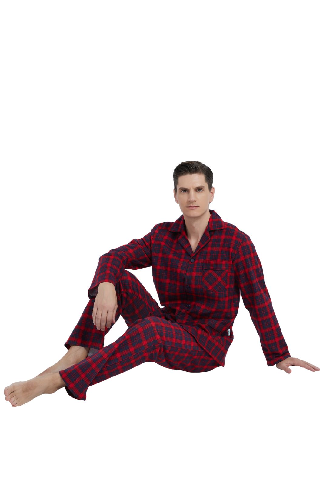 GLOBAL Men's Long Sleeve Flannel Pajamas Sets 100% Cotton Sleepwear Top and Bottom, Size S-3XL