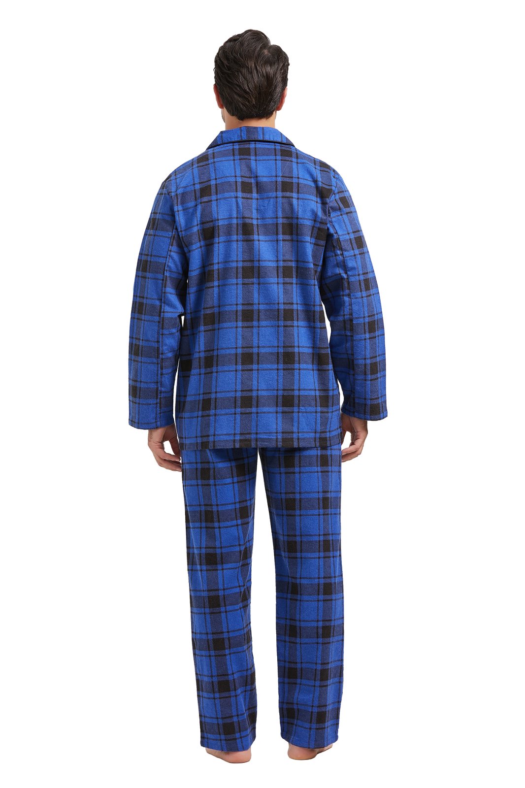 Amaxer Mens Cotton Flannel Pajama Set, Long Sleeve Button‑Down Top & Elastic Waist Long Pants, Breathable Sleep Loungewear, Size XXL