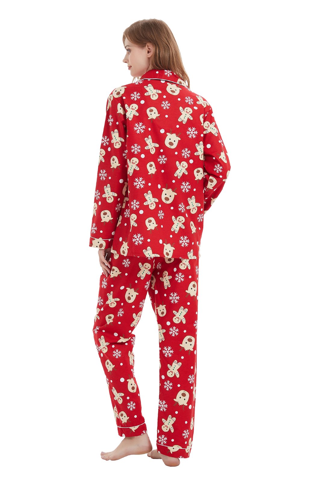 Amaxer Womens 100% Cotton Cozy Flannel Pajama Set - Long Sleeve Button-Up Top with Elastic Waist Pants, Warm & Soft Sleepwear
