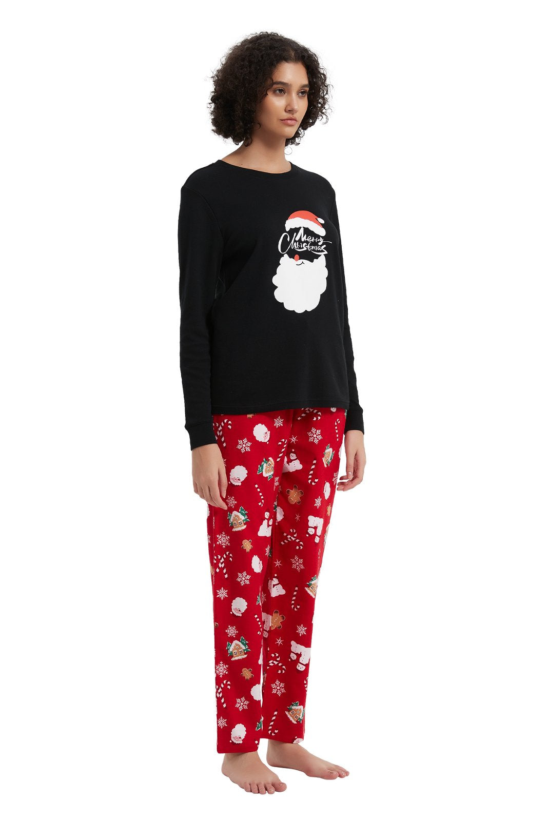 GLOBAL Women's Cotton Knit Top Flannel Pants Sleepwear Matching Pajamas for Couple Pjs for Family, Size S-3XL