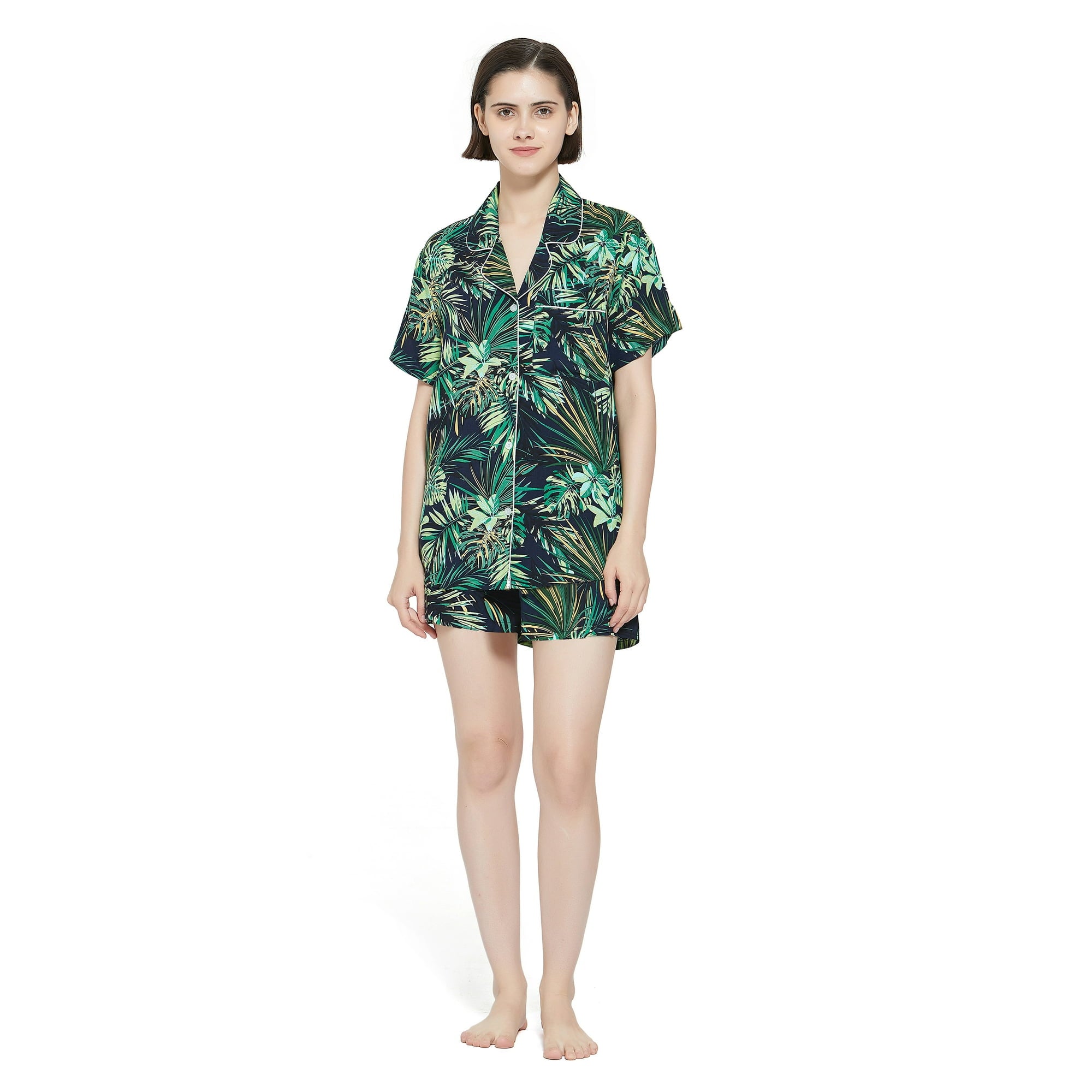 Amaxer Women Button up Pajama Set, Summer Lightweight Shorts Sleepwear Pjs Set