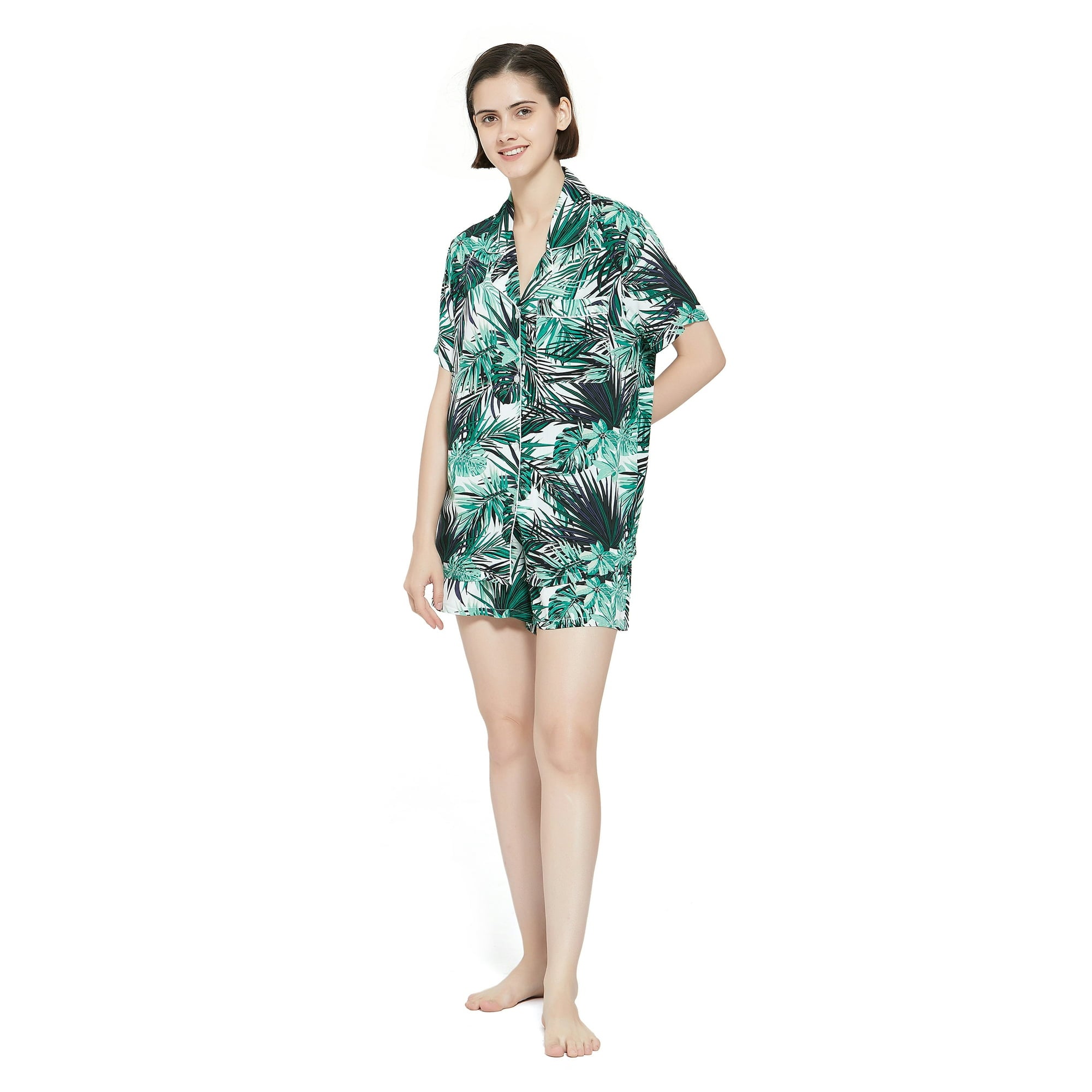 Amaxer Women Button up Pajama Set, Summer Lightweight Shorts Sleepwear Pjs Set