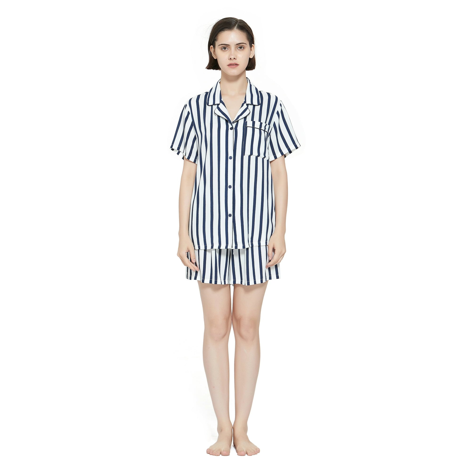 Amaxer Women Button up Pajama Set, Summer Lightweight Shorts Sleepwear Pjs Set