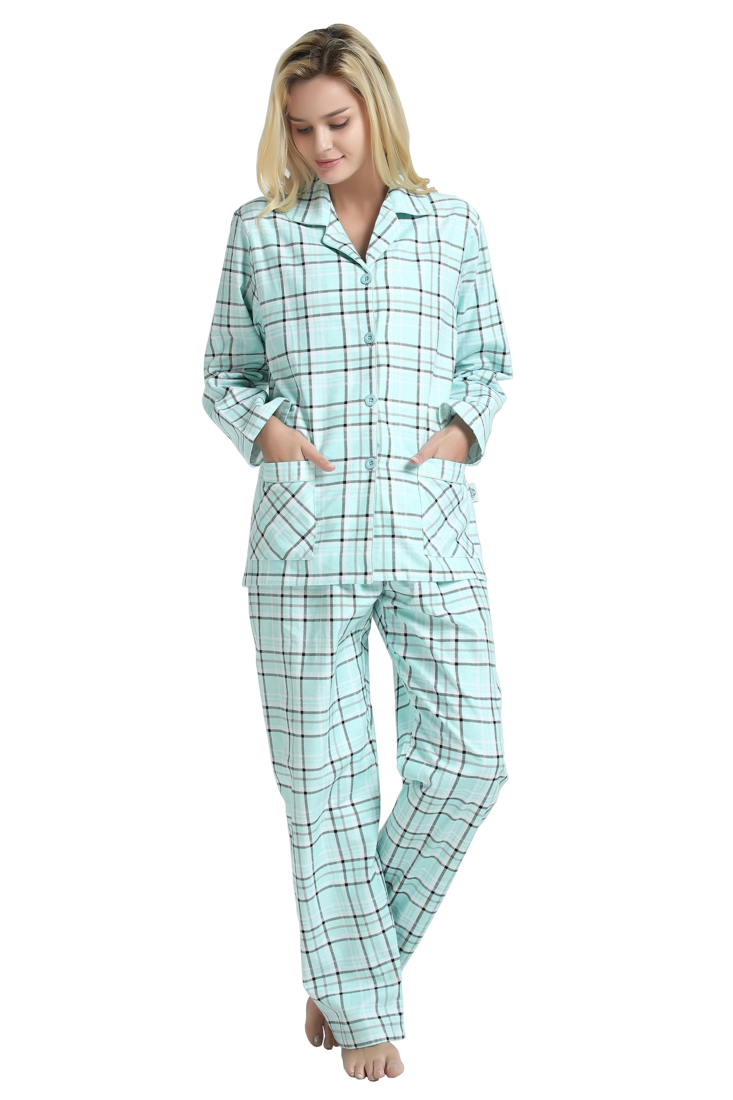 GLOBAL 100% Cotton Women’s Flannel Pajama Set