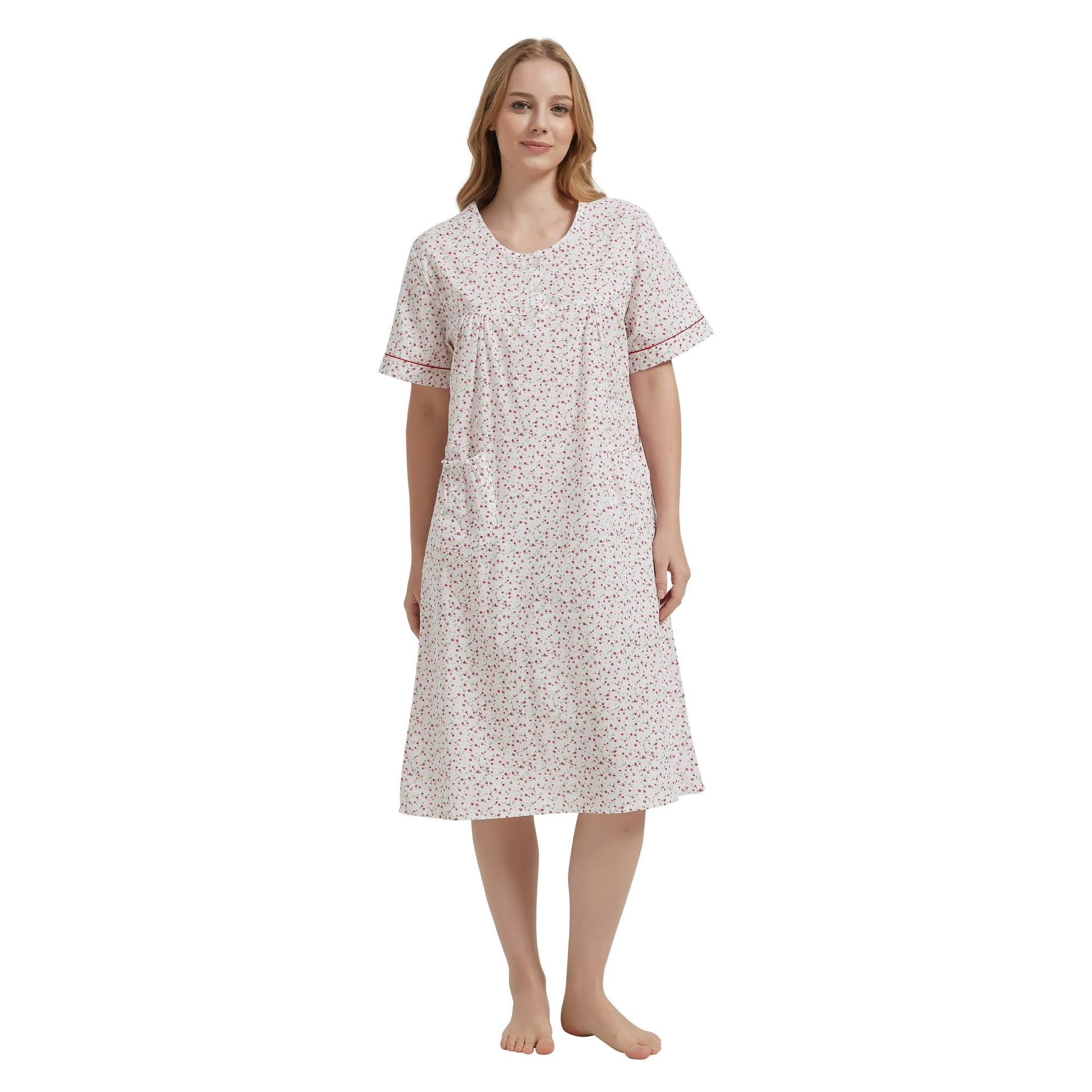 GLOBAL Womens Cotton Nightgowns Sleepwear Short Sleeve Pajama Dress Nightshirts, Sizes S to 3X
